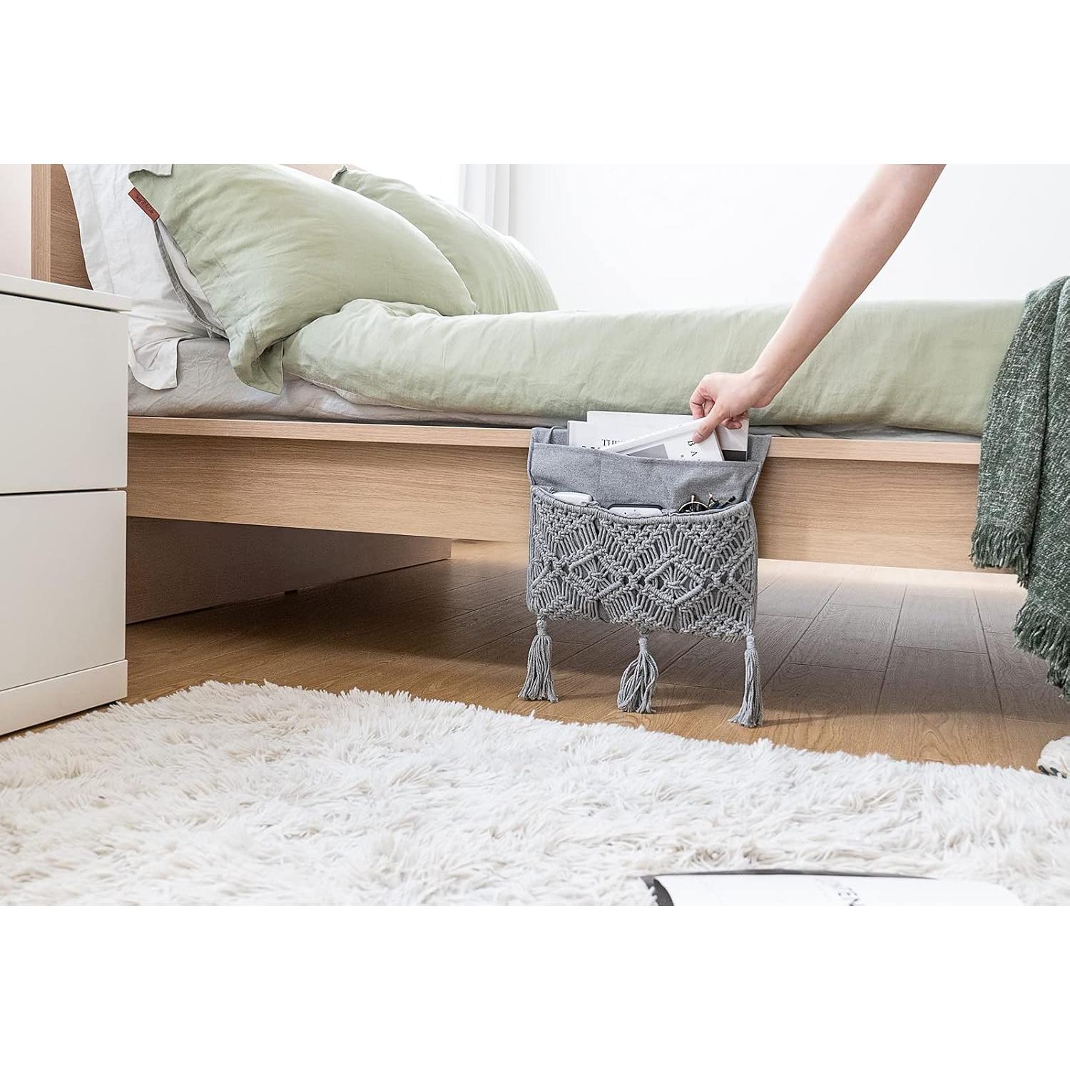 Organizador de Brazo de Sofá Mkono de Macramé Gris 90x34cm