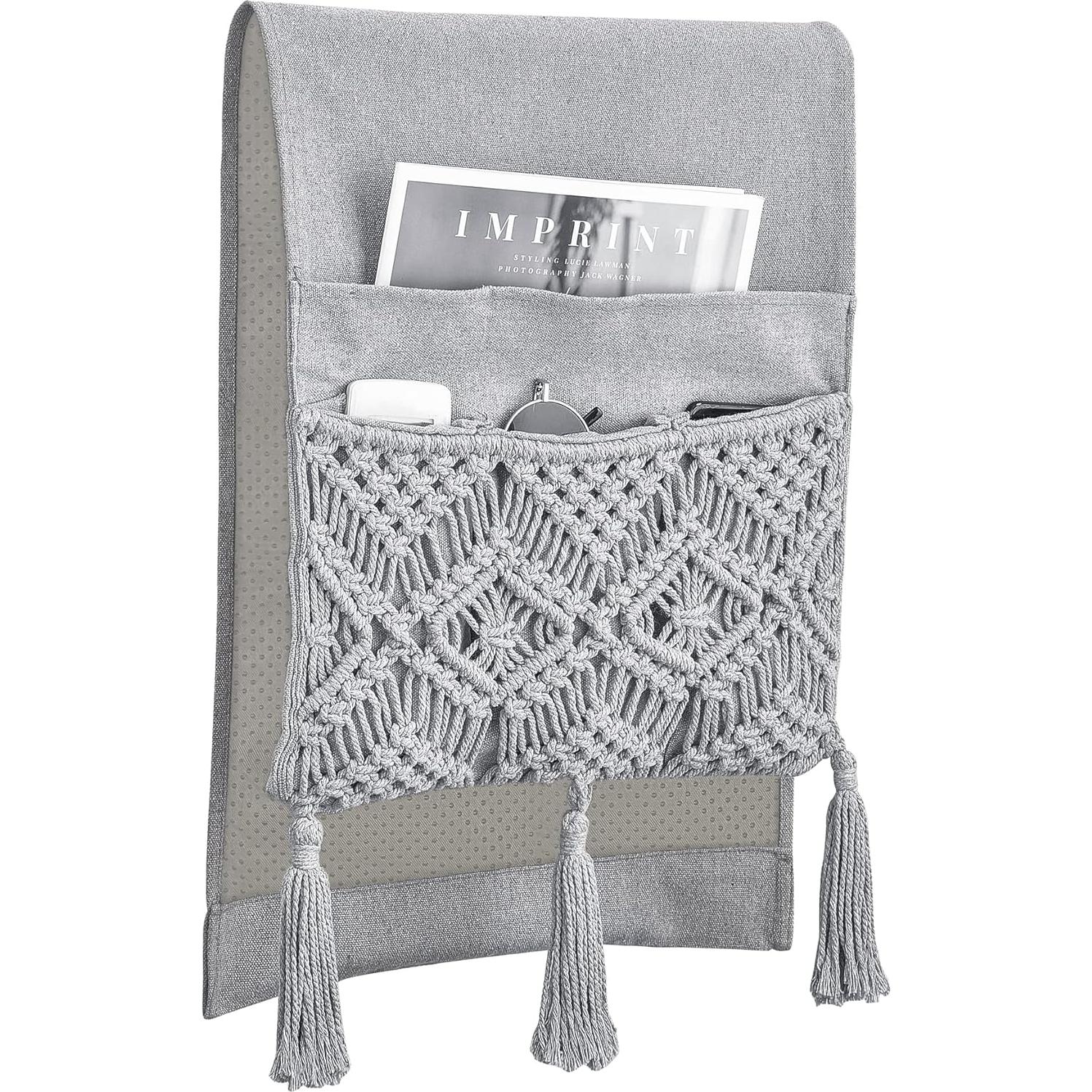 Organizador de Brazo de Sofá Mkono de Macramé Gris 90x34cm