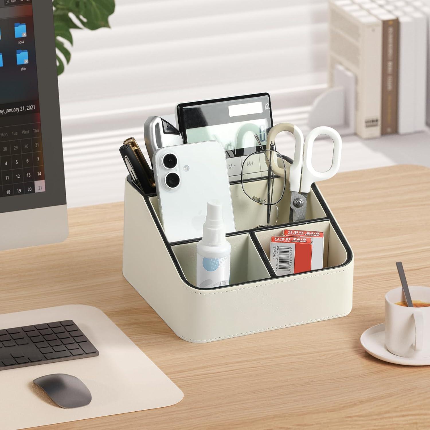 Organizador de Escritorio MEIBOOCH Crema con 4 Compartimentos