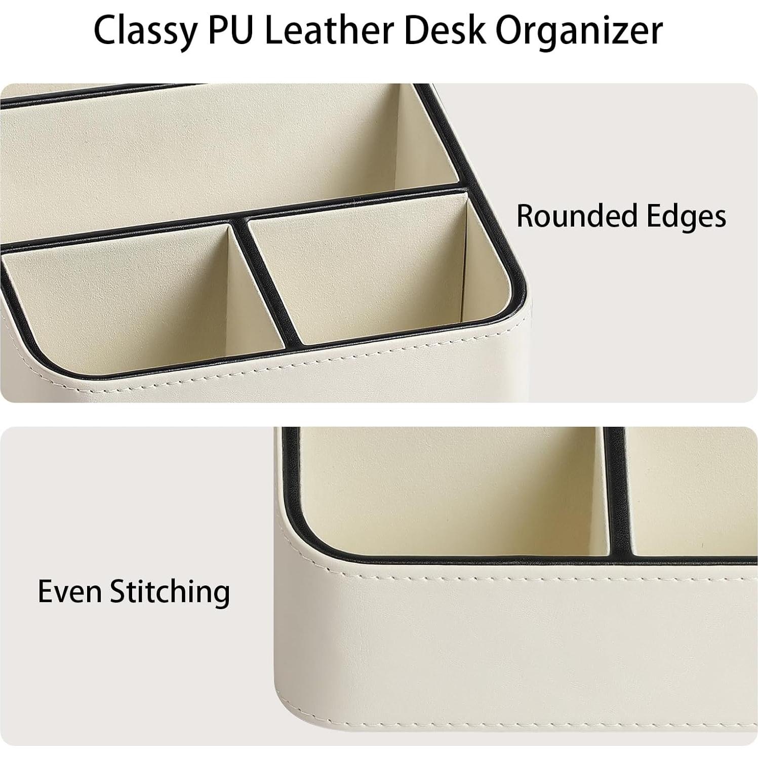 Organizador de Escritorio MEIBOOCH Crema con 4 Compartimentos