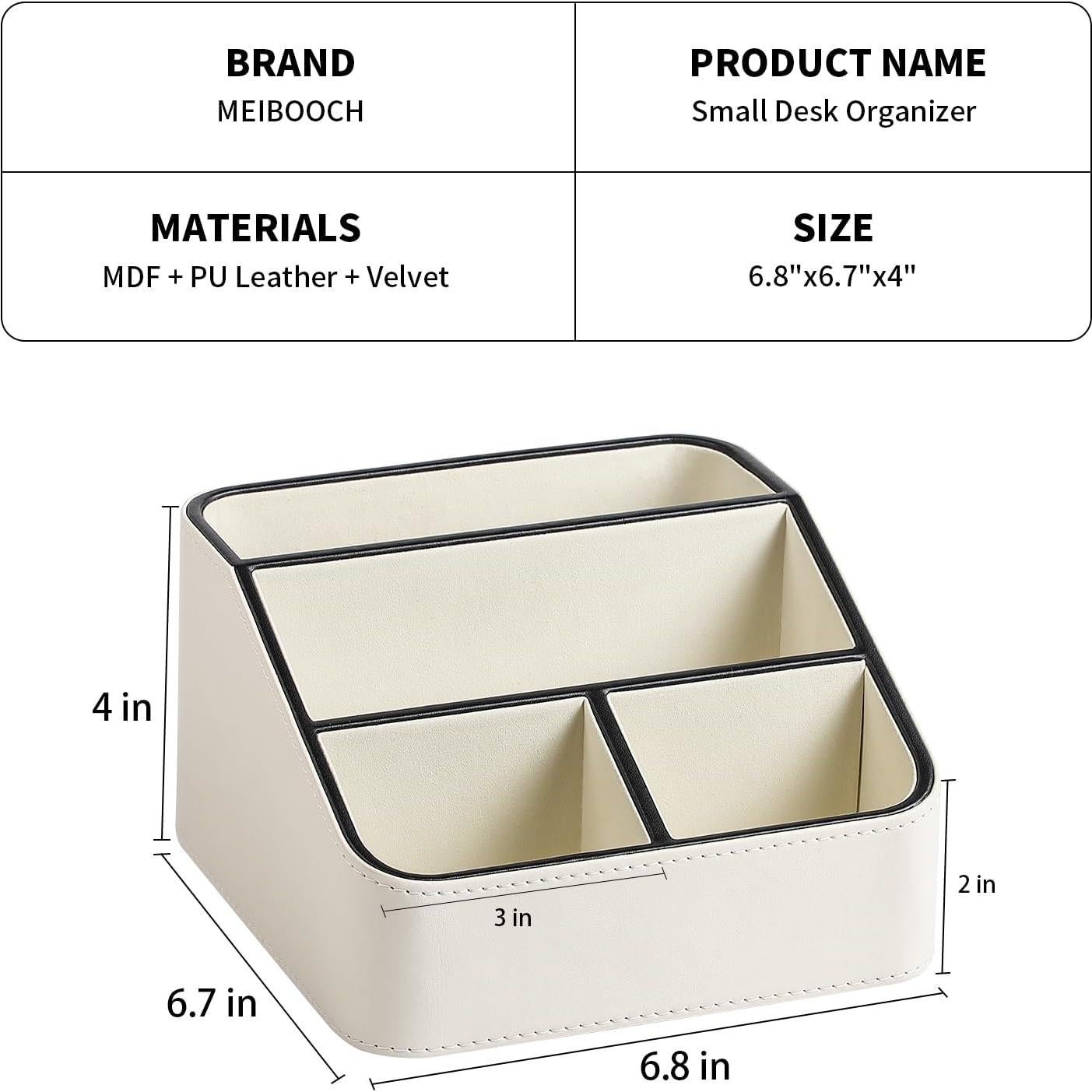 Organizador de Escritorio MEIBOOCH Crema con 4 Compartimentos