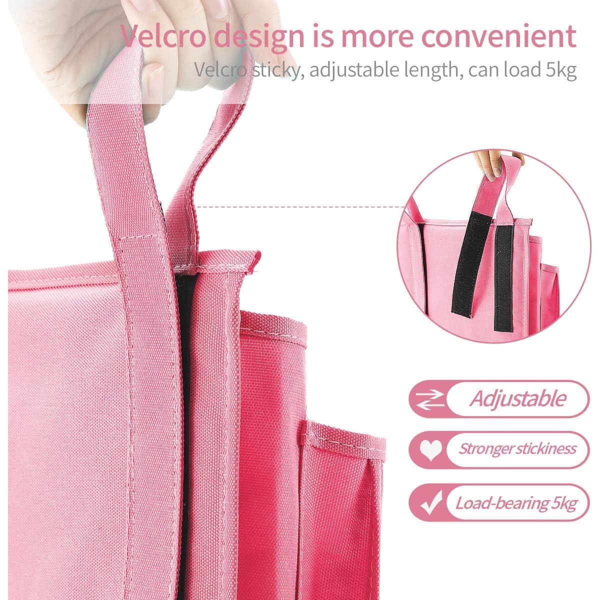 Organizador de Cama Bseash Rosa, Caddy Colgante 8 Bolsillos