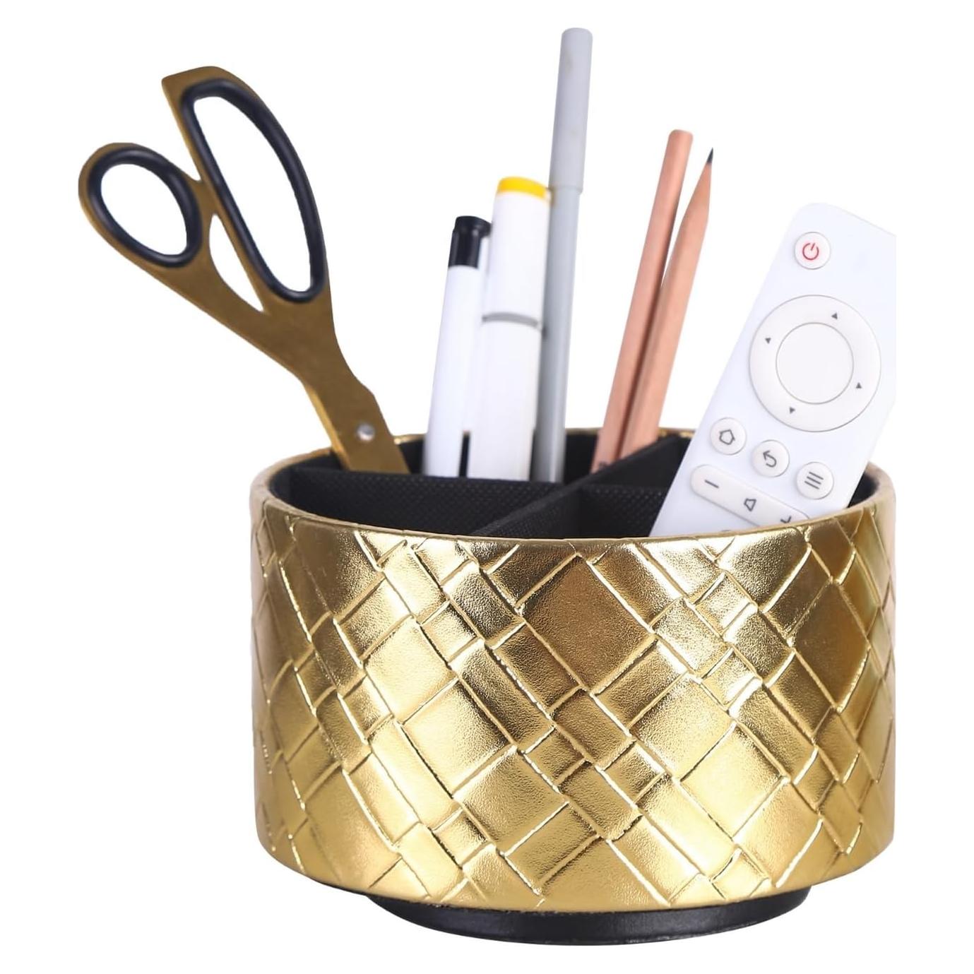 Soporte para Control Remoto LINKWELL PH103 Cuero Dorado 4 Compartimentos