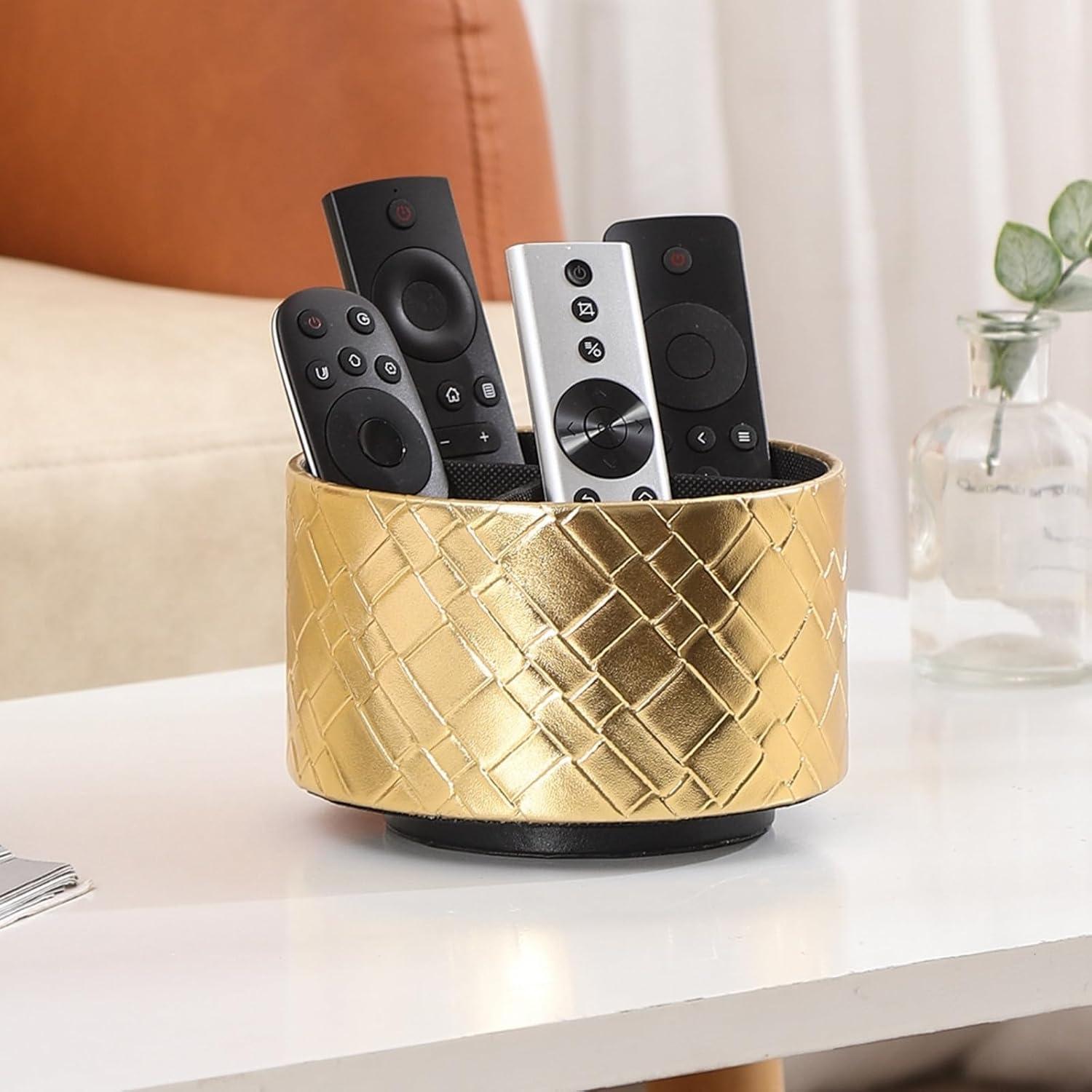 Soporte para Control Remoto LINKWELL PH103 Cuero Dorado 4 Compartimentos