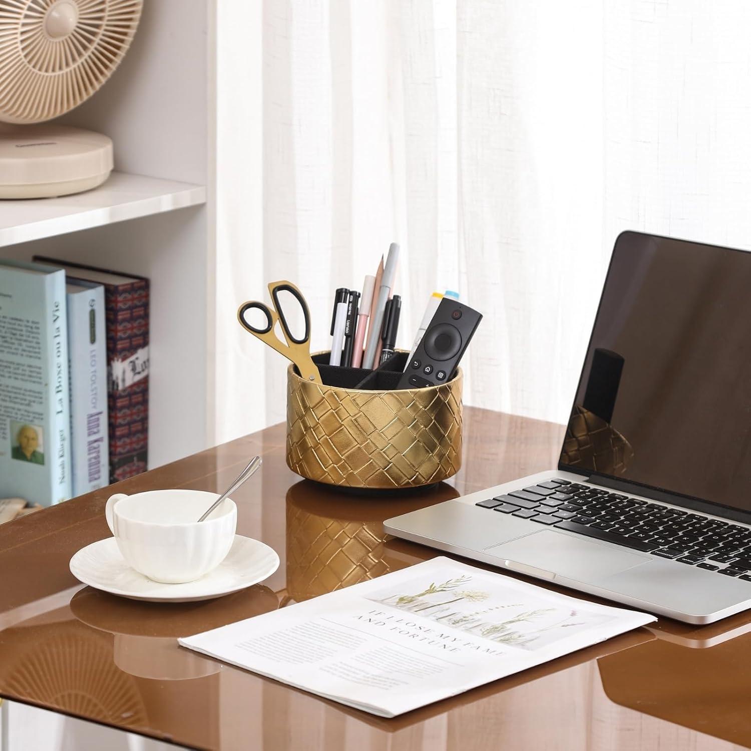 Soporte para Control Remoto LINKWELL PH103 Cuero Dorado 4 Compartimentos