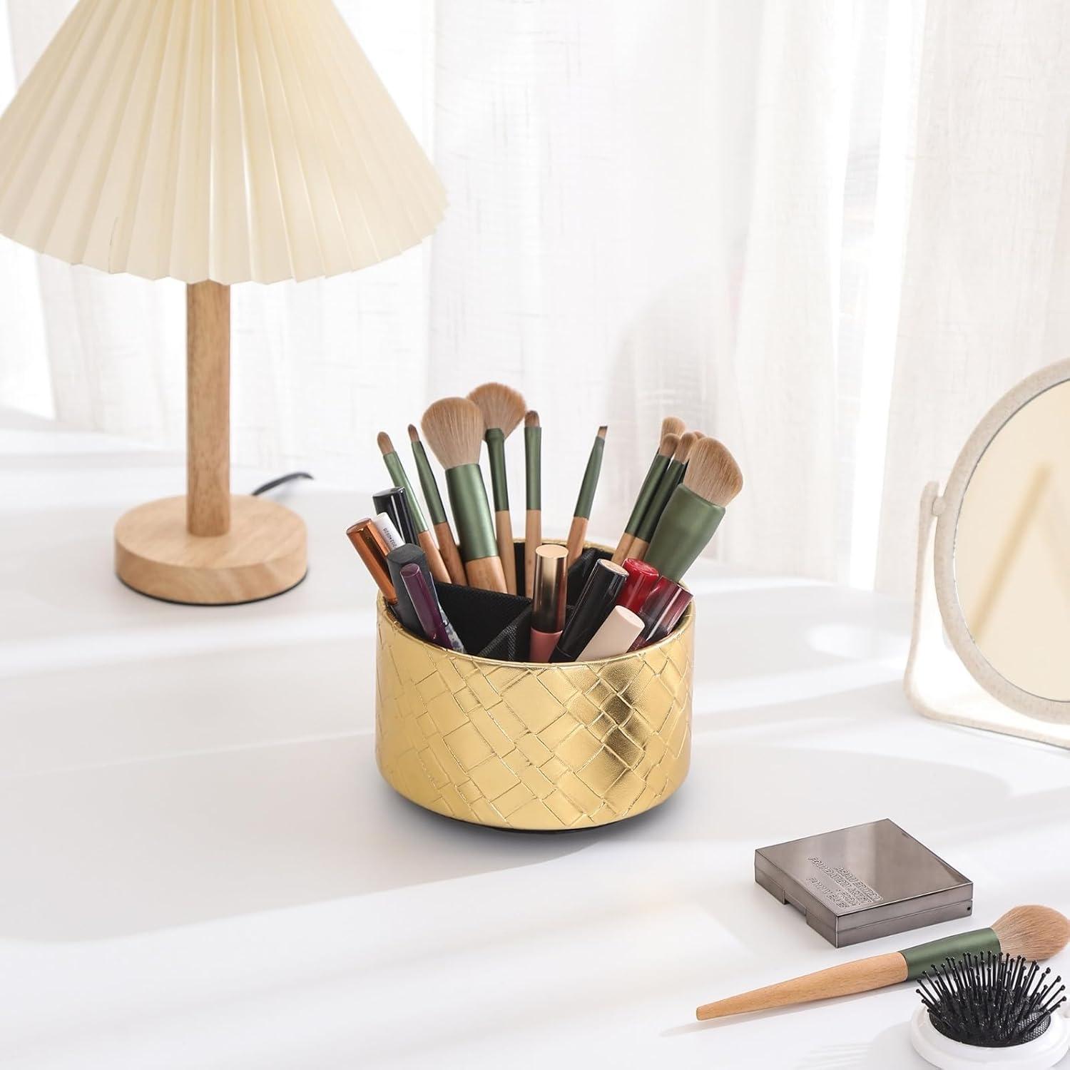 Soporte para Control Remoto LINKWELL PH103 Cuero Dorado 4 Compartimentos