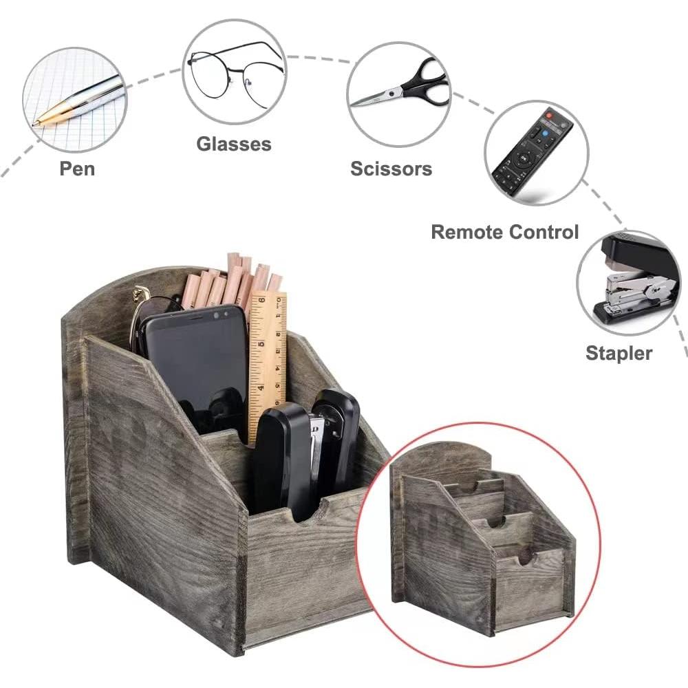 Organizador de Control Remoto VERGOODR de Madera 3 Compartimentos