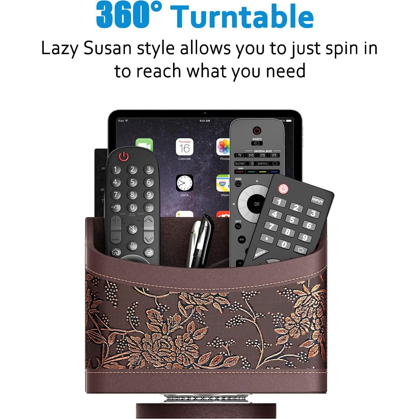 Soporte Organizador de Control Remoto Thipoten - Cuero Sintético Marrón Retro