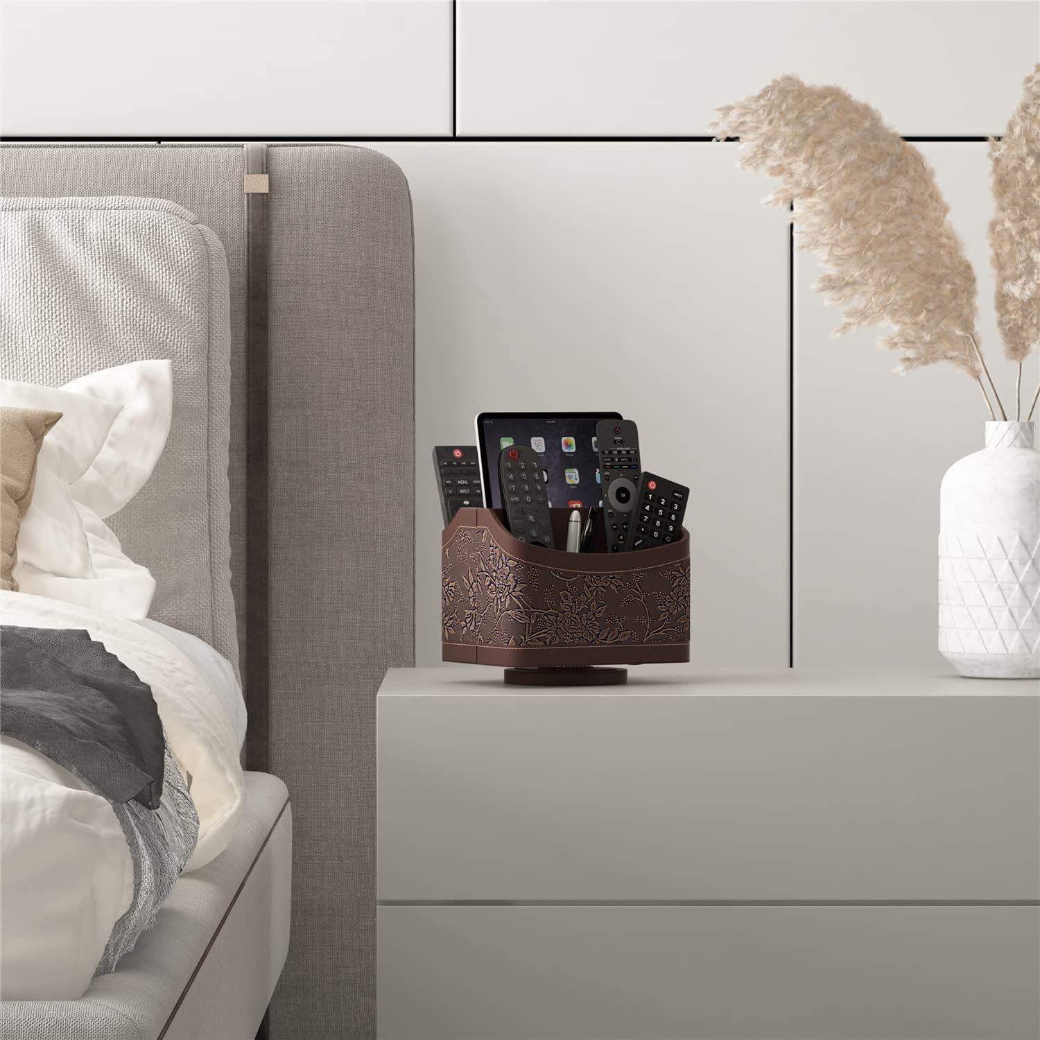 Soporte Organizador de Control Remoto Thipoten - Cuero Sintético Marrón Retro