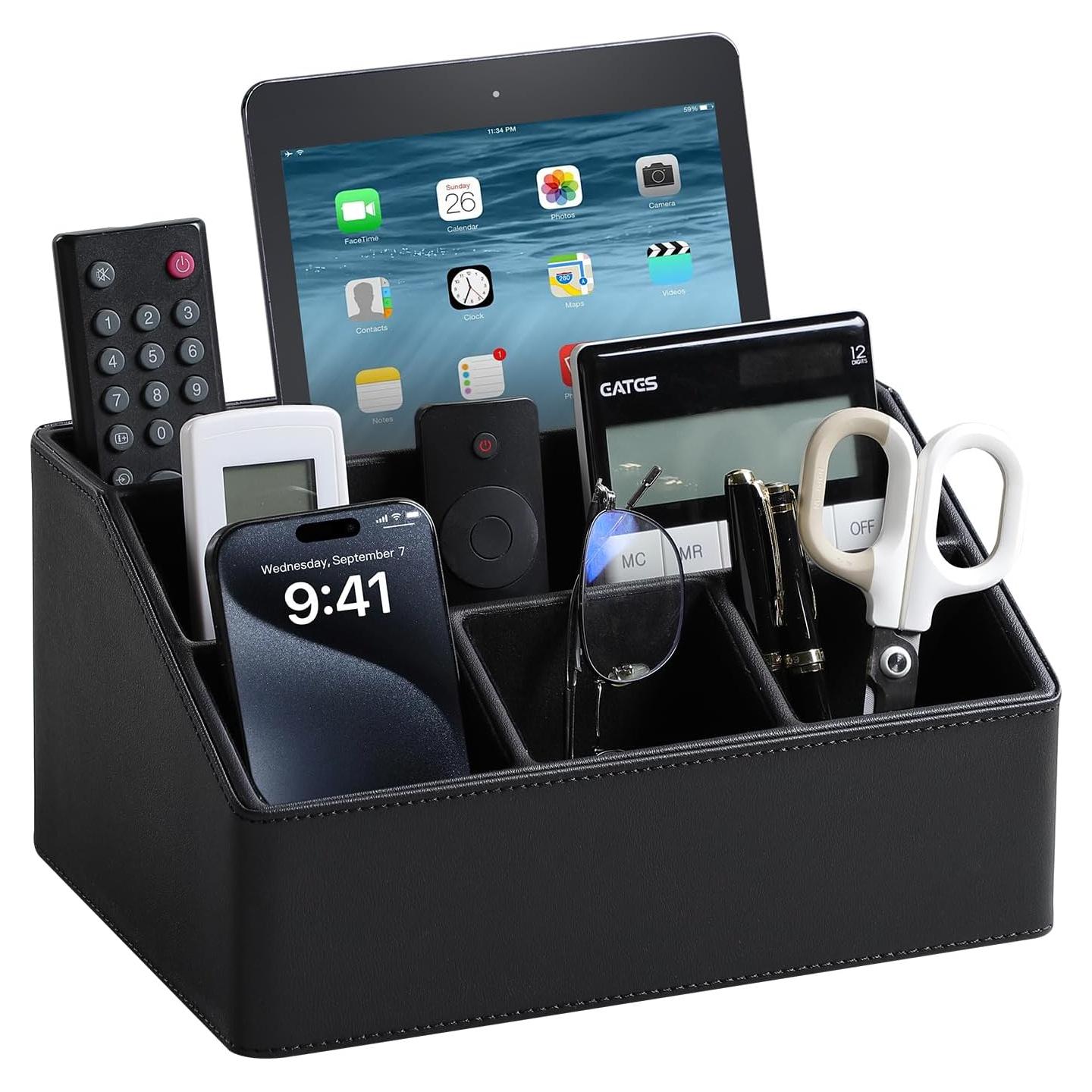 Organizador de Escritorio de Cuero PU MEIBOOCH 5 Compartimentos