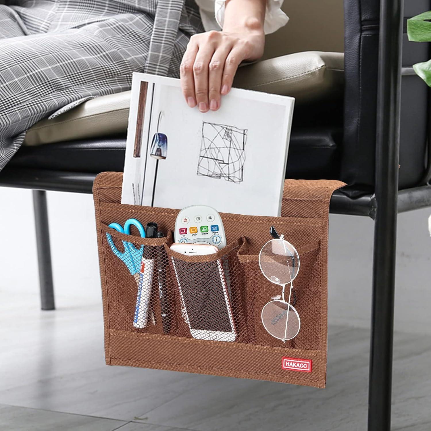 Organizador de Cama HAKACC Marrón con 4 Bolsillos Antideslizante