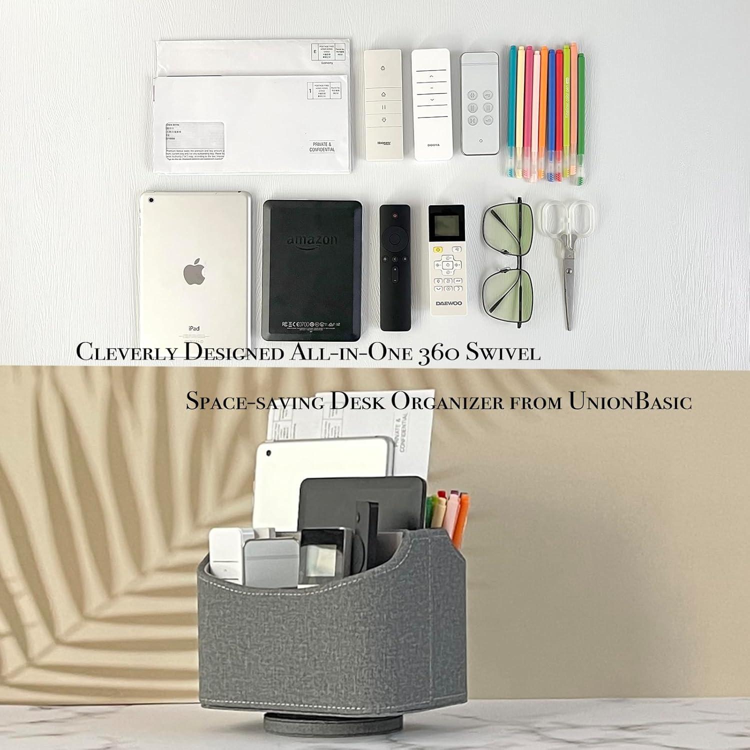 Organizador de Escritorio Giratorio UnionBasic Gris Lino 360°