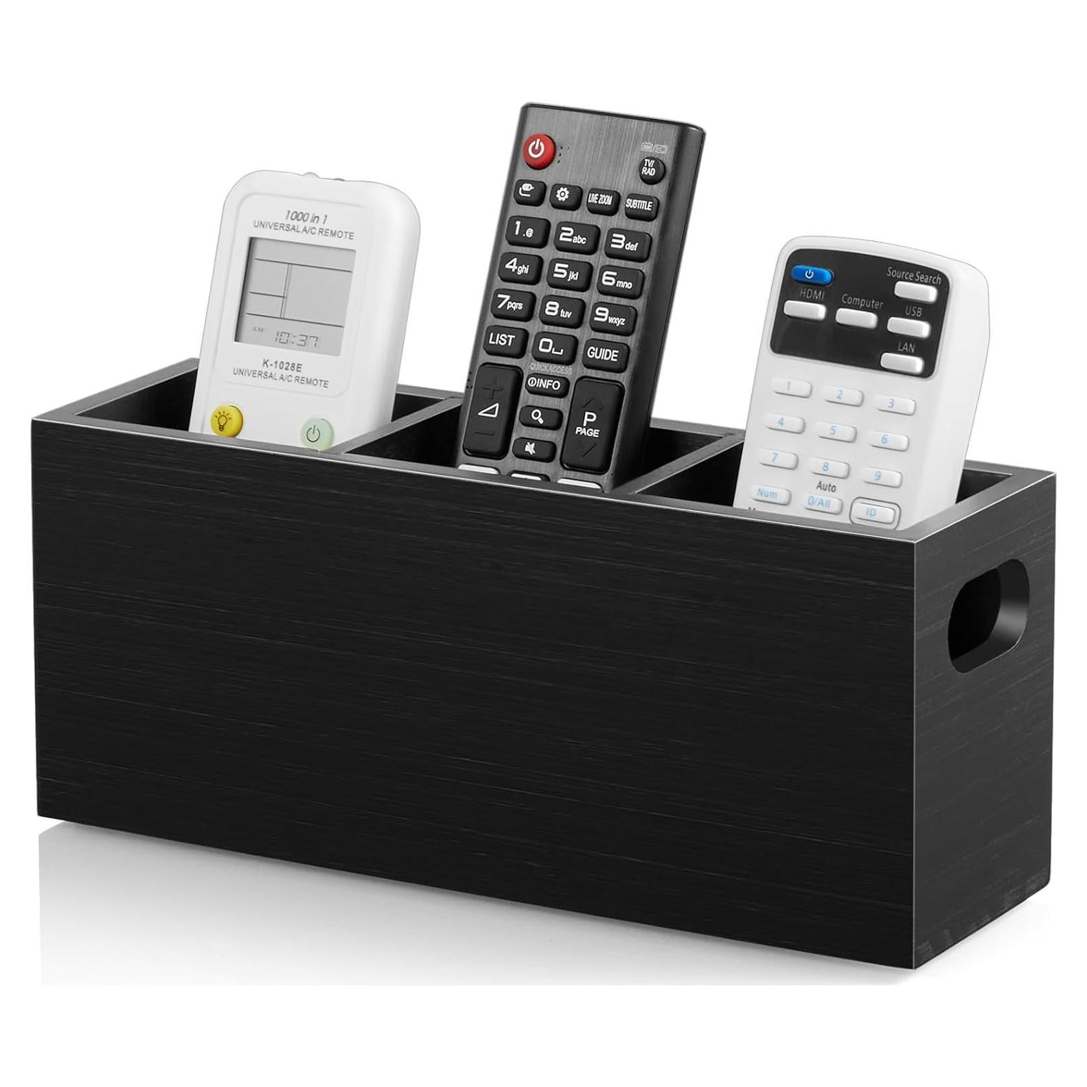 Soporte de Control Remoto DRASTAR de Madera Negro 3 Ranuras