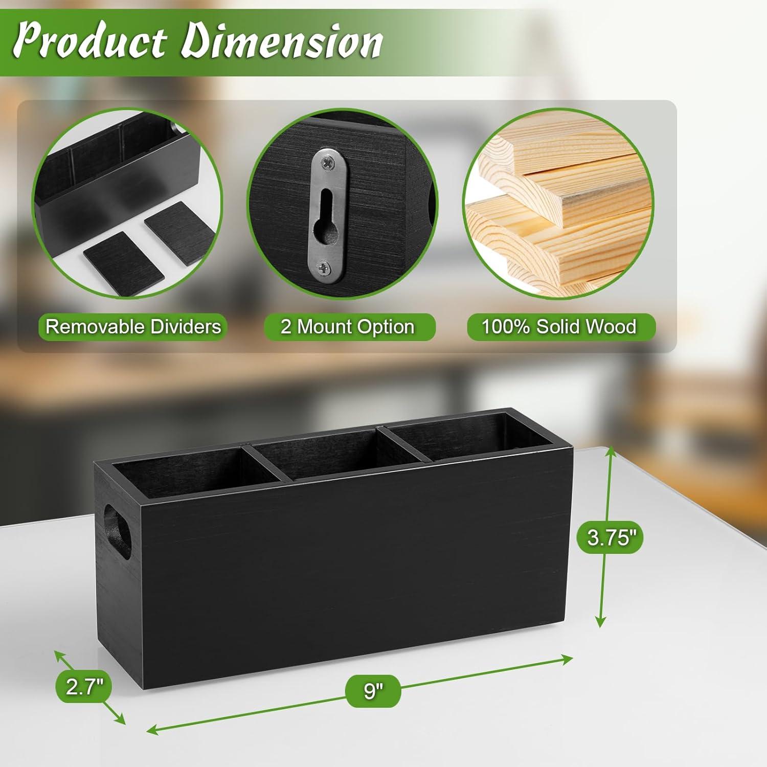 Soporte de Control Remoto DRASTAR de Madera Negro 3 Ranuras