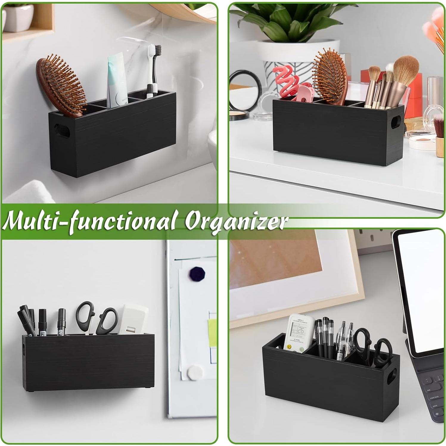 Soporte de Control Remoto DRASTAR de Madera Negro 3 Ranuras