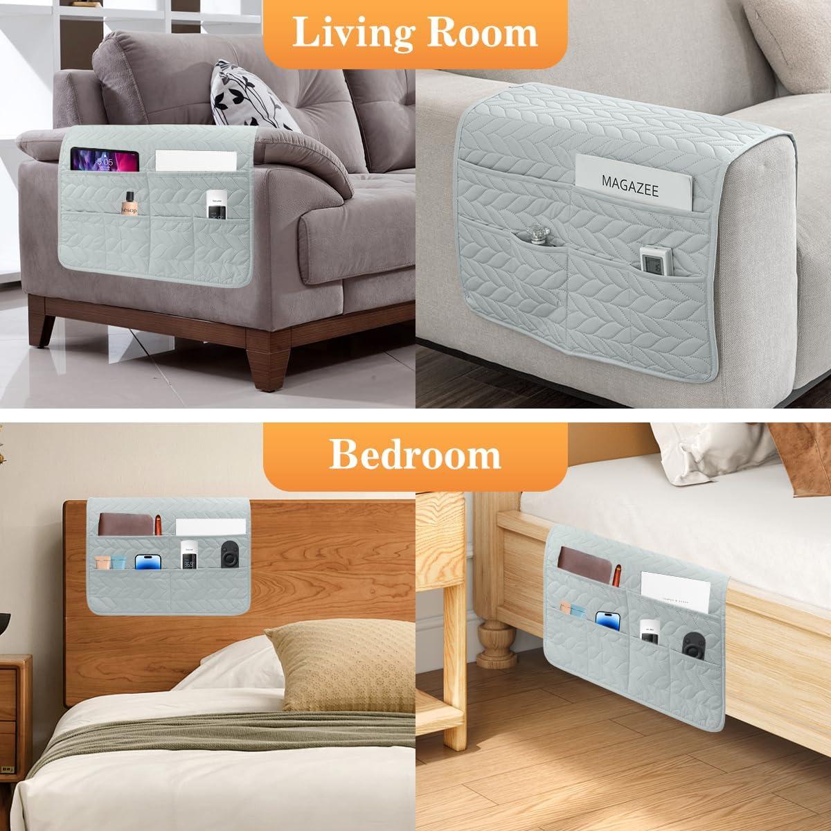 Organizador de Reposabrazos Sofá HADEEONG Gris Claro 6 Bolsillos