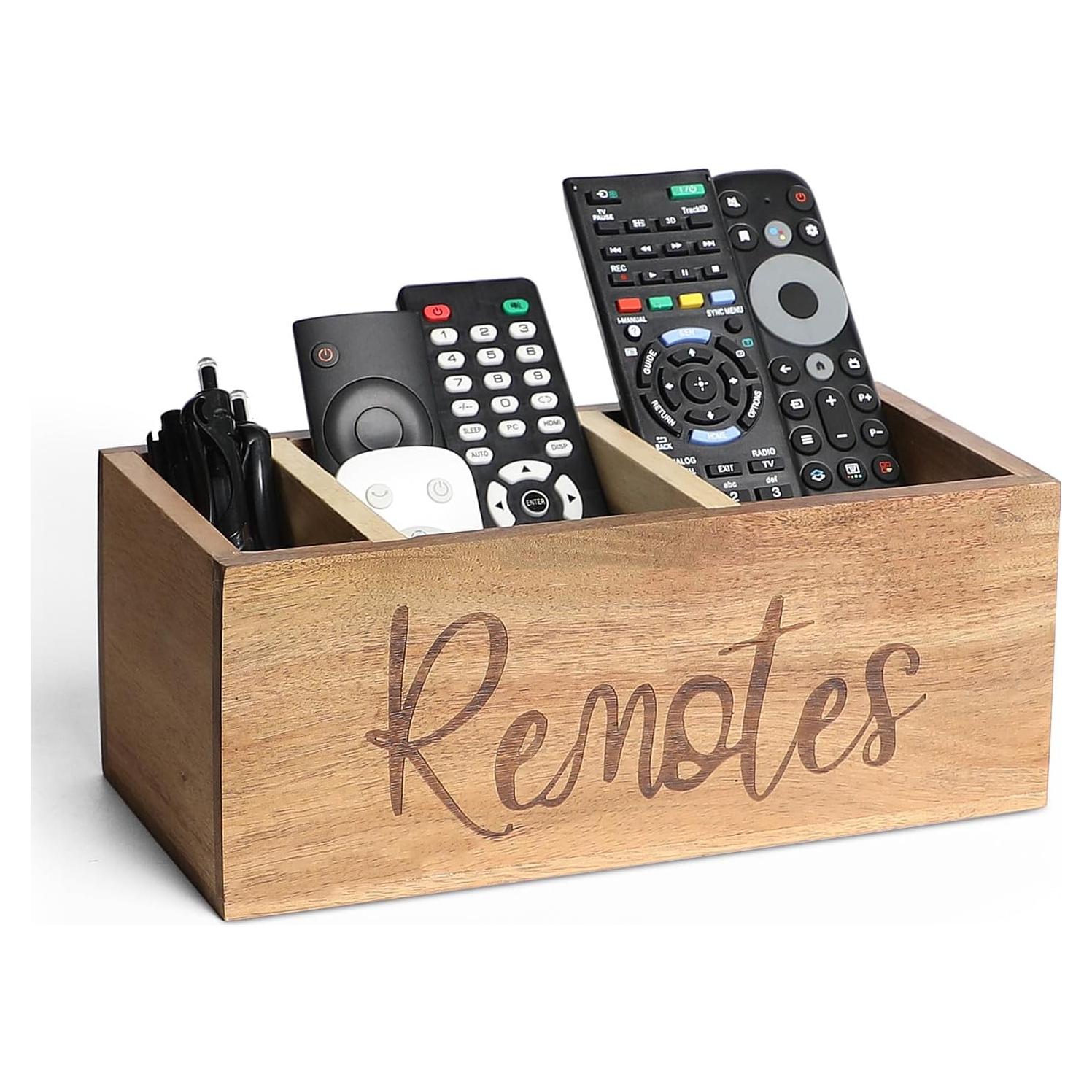 Soporte Organizador de Control Remoto LBEMEY de Madera Acacia