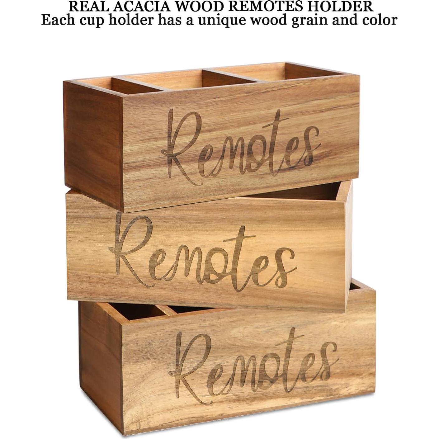 Soporte Organizador de Control Remoto LBEMEY de Madera Acacia