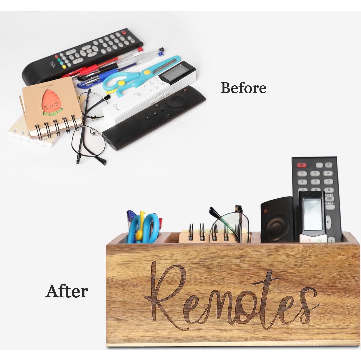 Soporte Organizador de Control Remoto LBEMEY de Madera Acacia