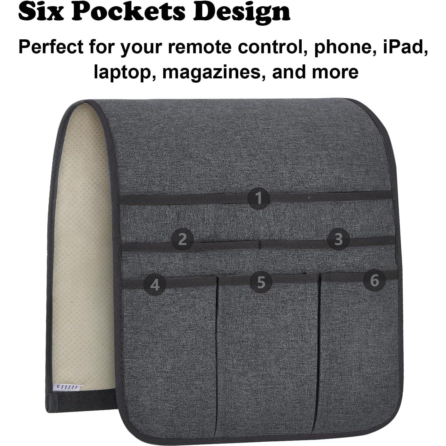 Soporte Organizador de Control Remoto Teniux Gris Oscuro 5 Bolsillos