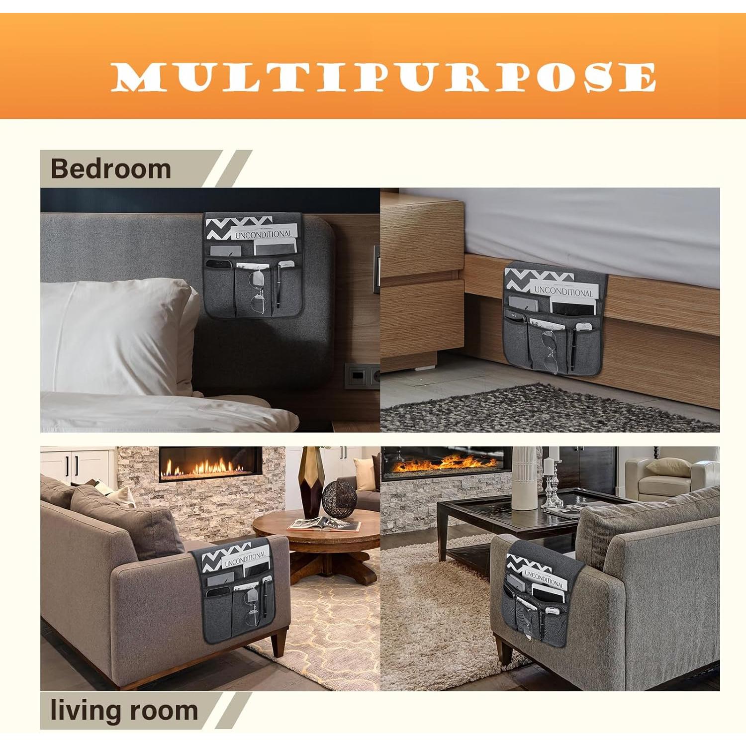 Soporte Organizador de Control Remoto Teniux Gris Oscuro 5 Bolsillos