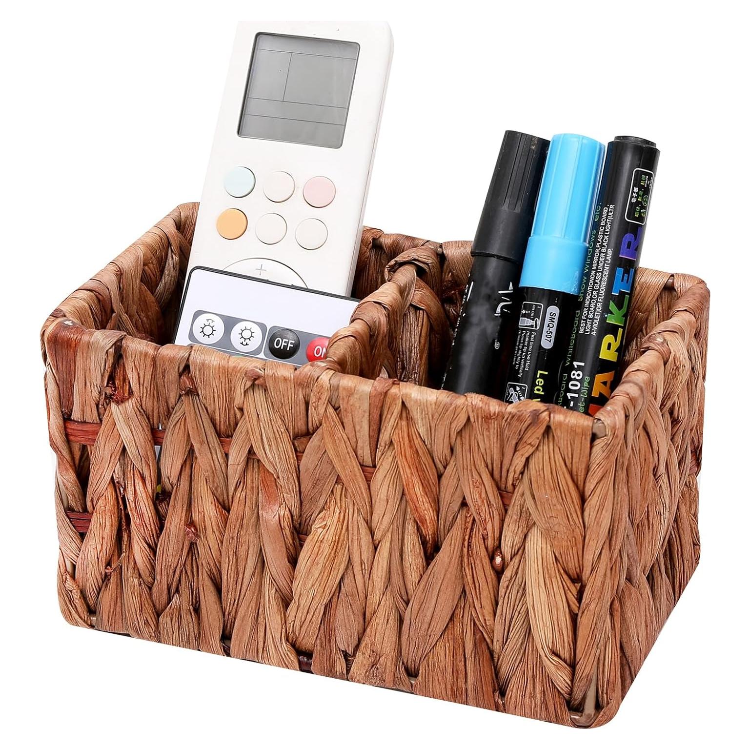 Cesta de Almacenamiento de Mimbre ANHYOCA 2 Compartimentos