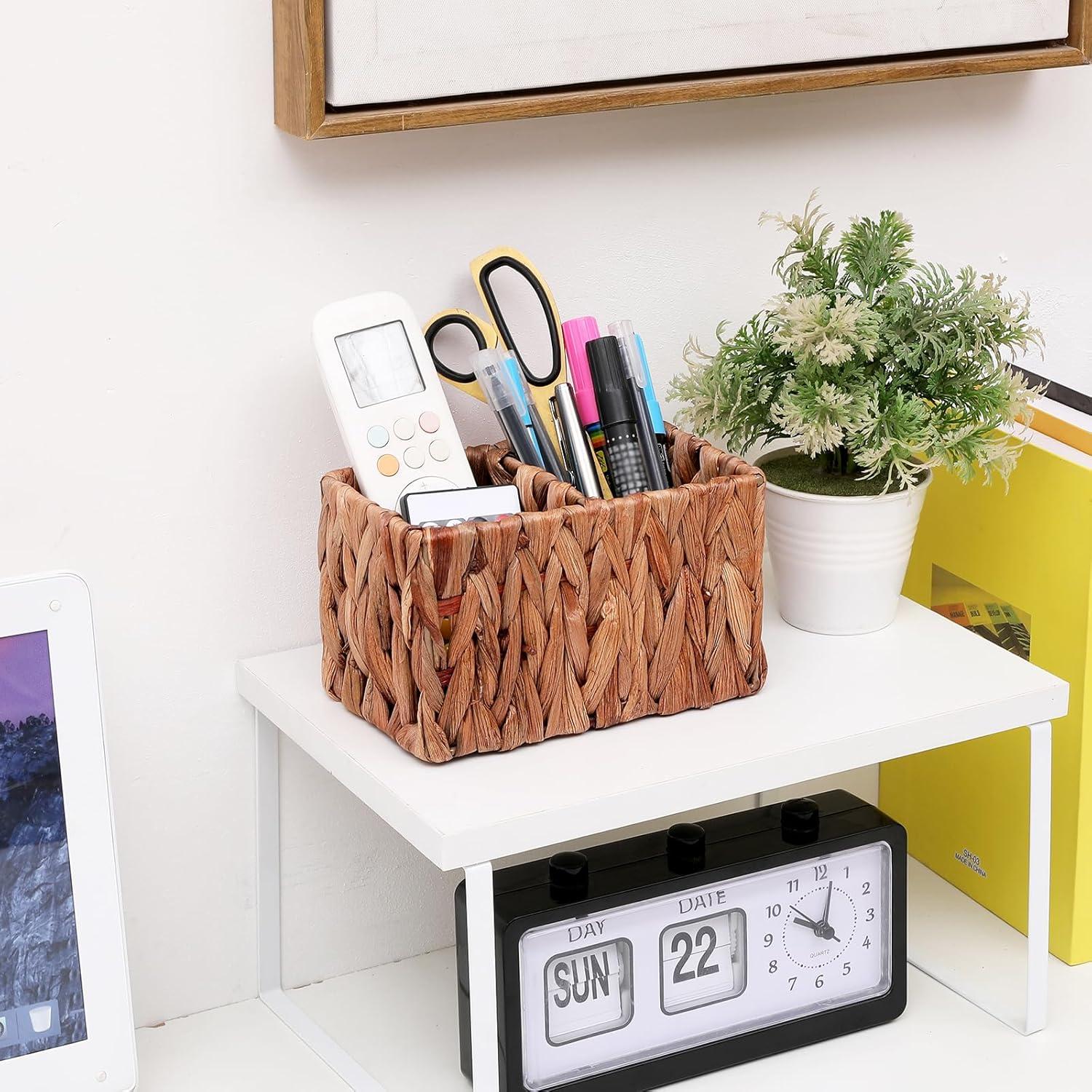 Cesta de Almacenamiento de Mimbre ANHYOCA 2 Compartimentos