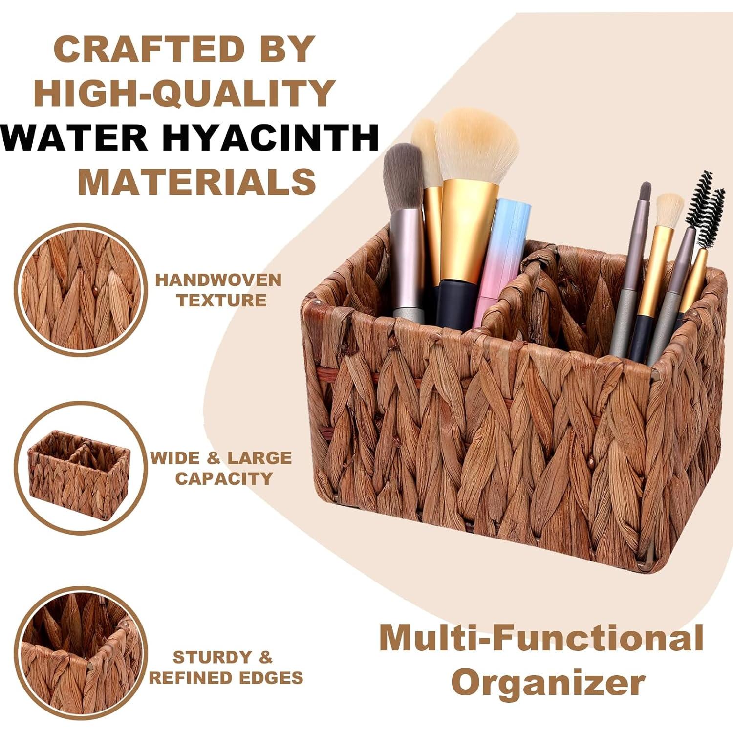 Cesta de Almacenamiento de Mimbre ANHYOCA 2 Compartimentos