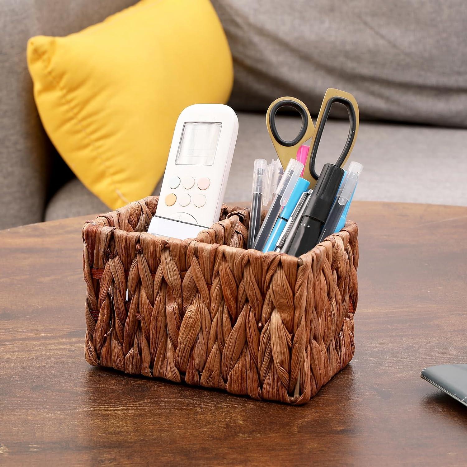 Cesta de Almacenamiento de Mimbre ANHYOCA 2 Compartimentos