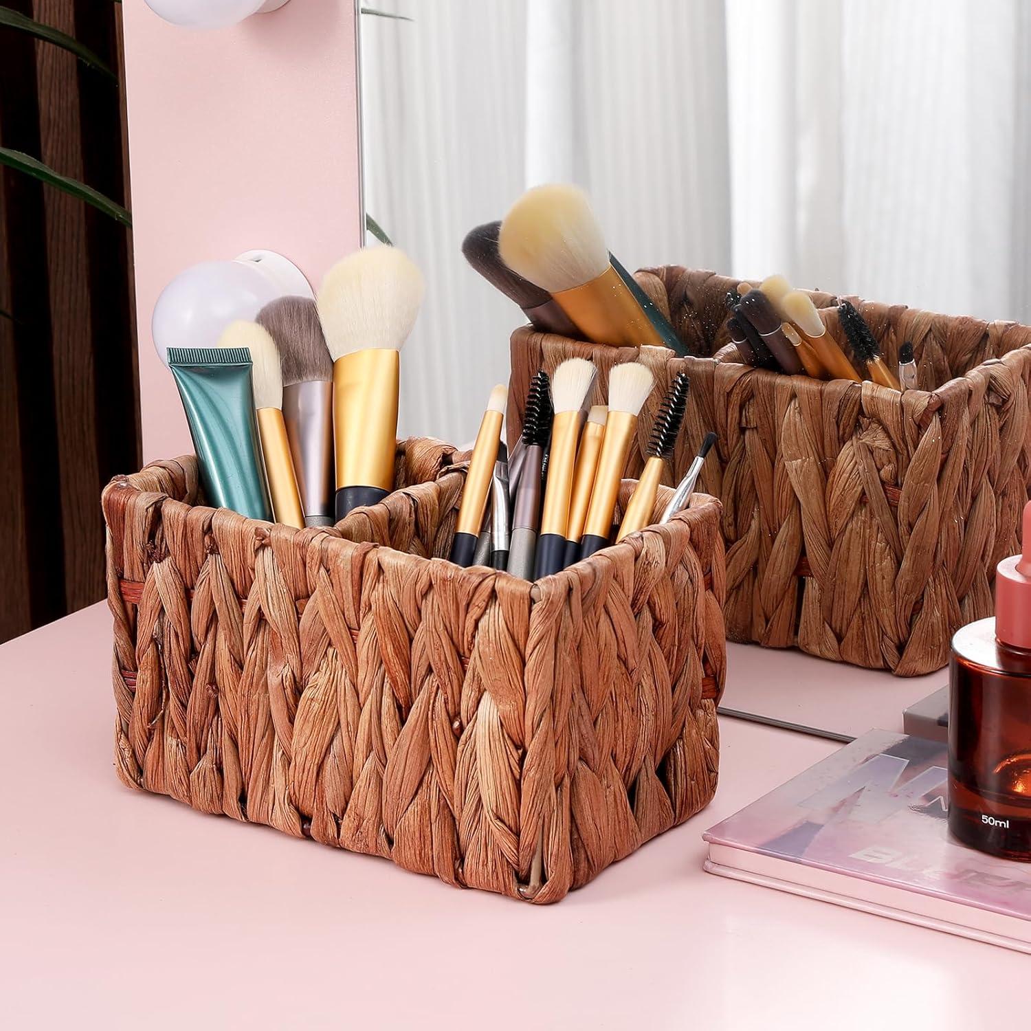 Cesta de Almacenamiento de Mimbre ANHYOCA 2 Compartimentos