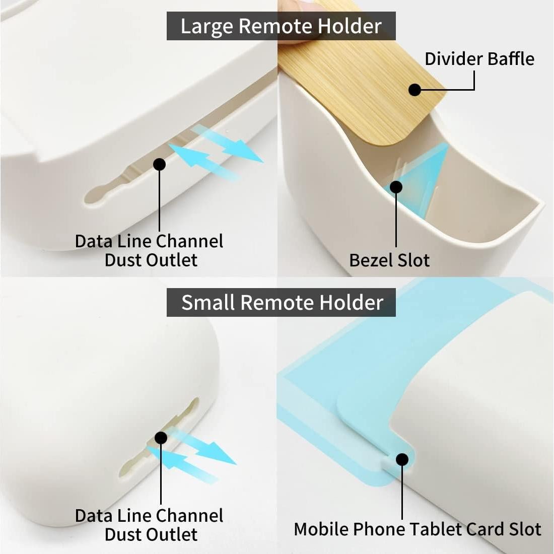 Soporte de Control Remoto ITATIOLFY Blanco Marfil 4 Compartimentos