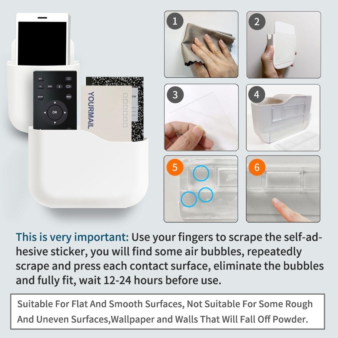 Soporte de Control Remoto ITATIOLFY Blanco Marfil 4 Compartimentos