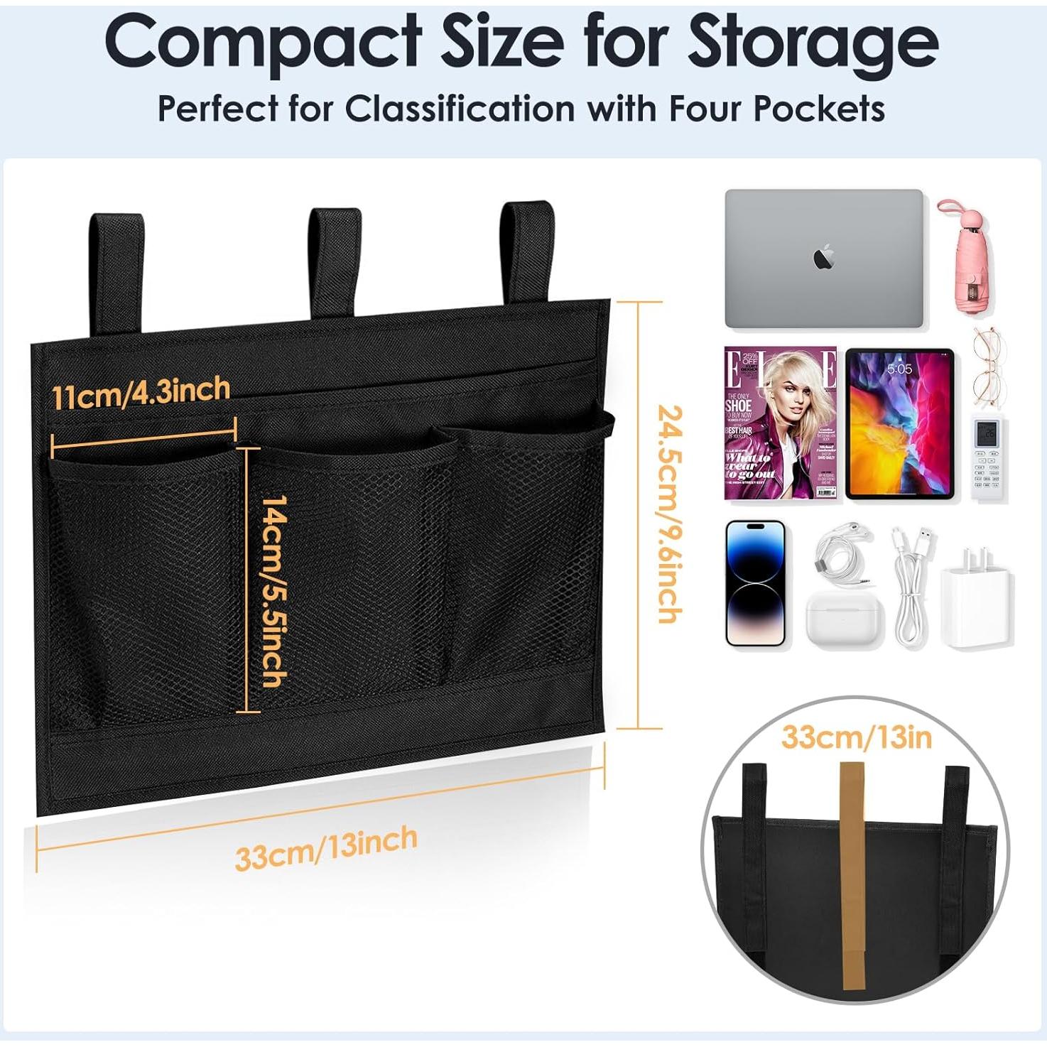 Caddy de Almacenamiento Tenyond para Cama - 4 Bolsillos Negro