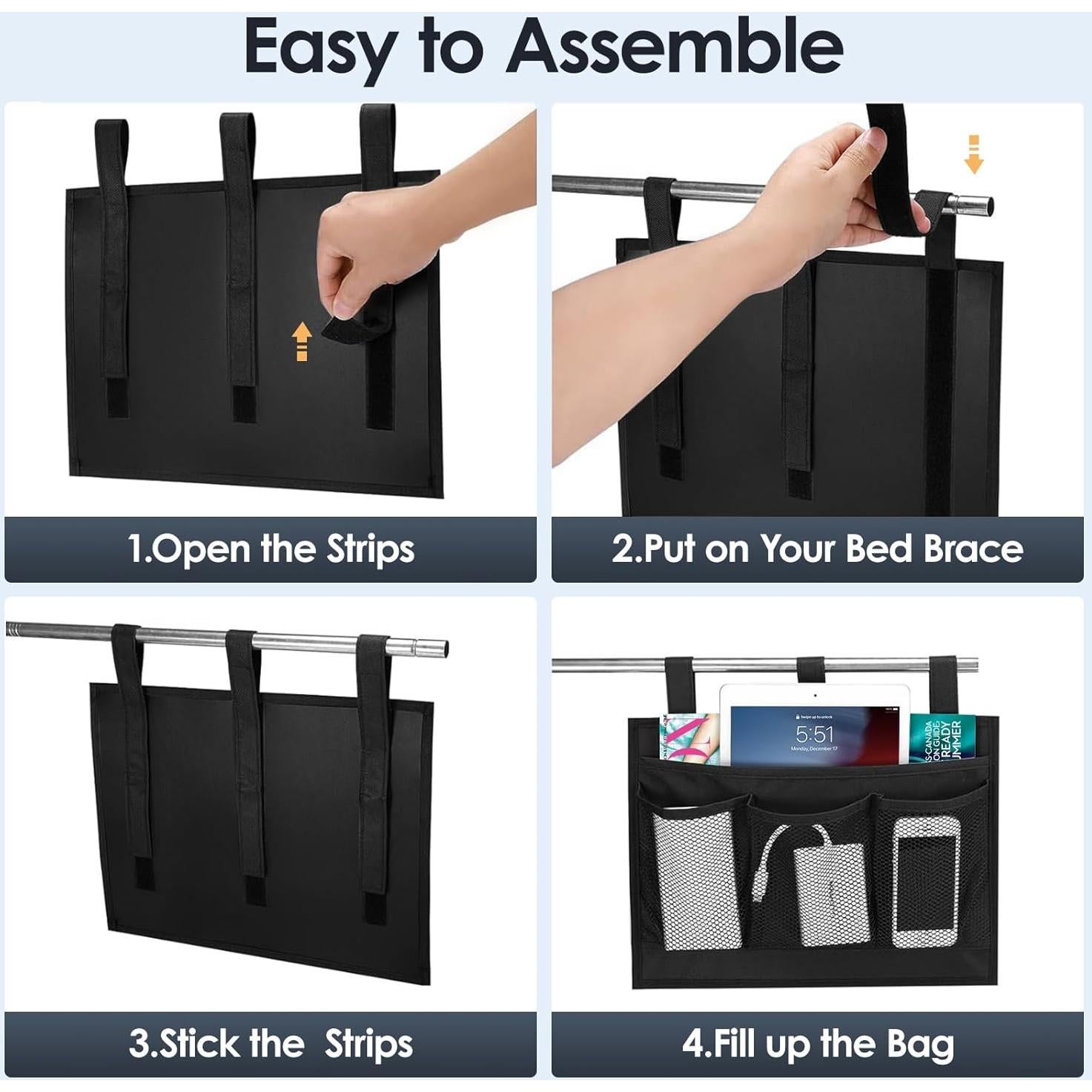 Caddy de Almacenamiento Tenyond para Cama - 4 Bolsillos Negro