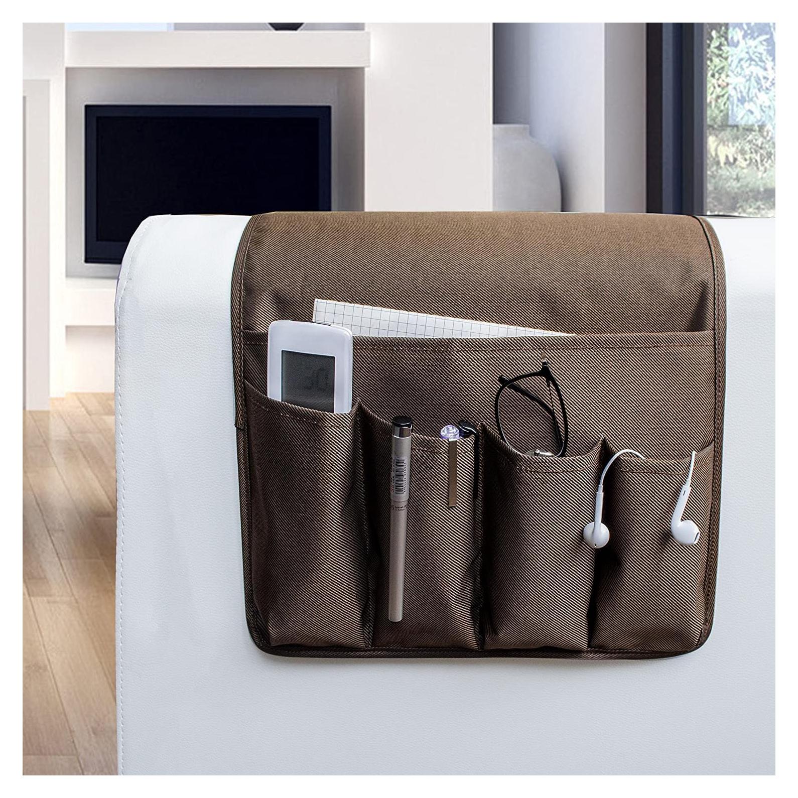 Organizador de Reposabrazos MDSTOP 7 Bolsillos Poliester Café