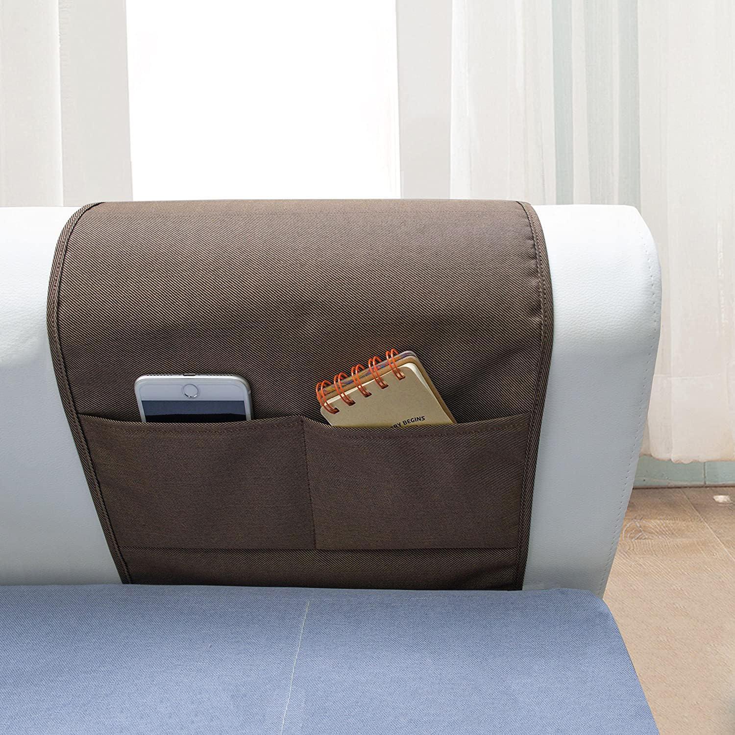 Organizador de Reposabrazos MDSTOP 7 Bolsillos Poliester Café