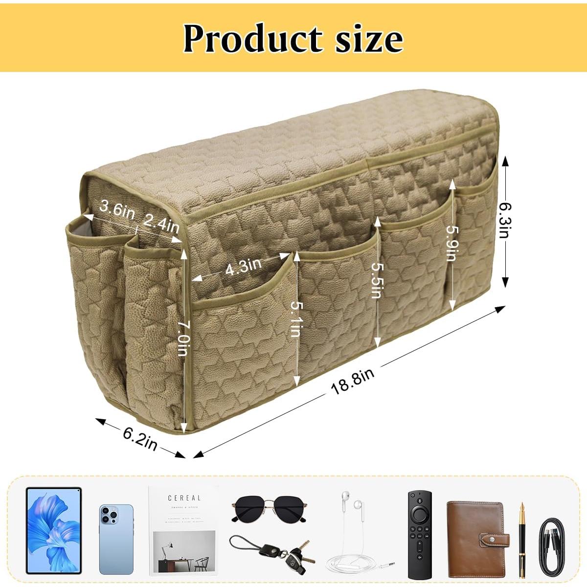 Organizador de Reposabrazos HADEEONG Caqui Antideslizante 14 Bolsillos