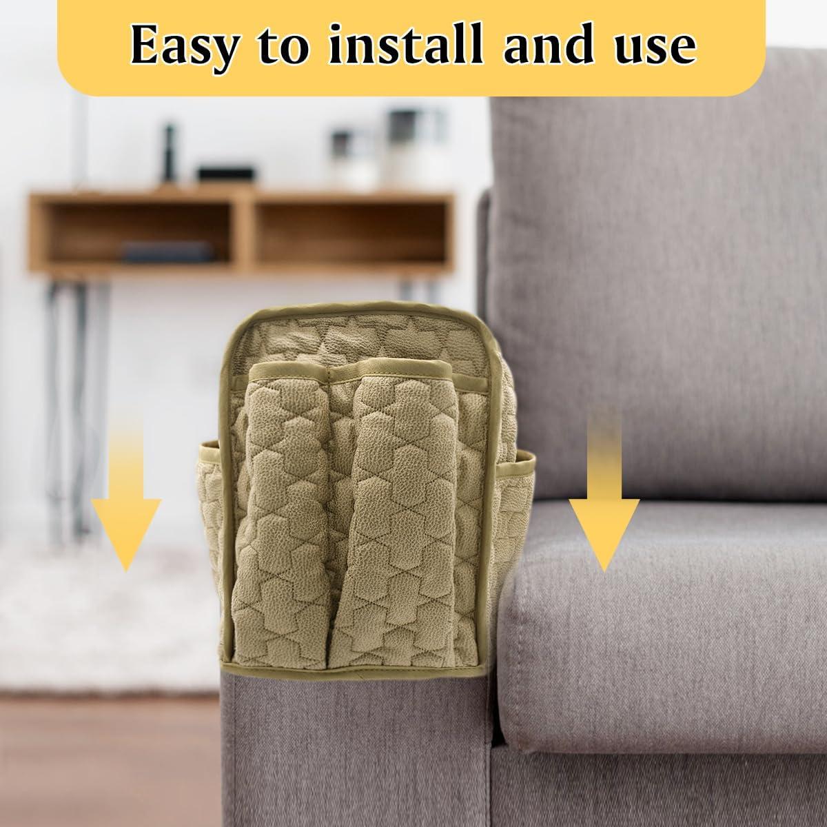 Organizador de Reposabrazos HADEEONG Caqui Antideslizante 14 Bolsillos