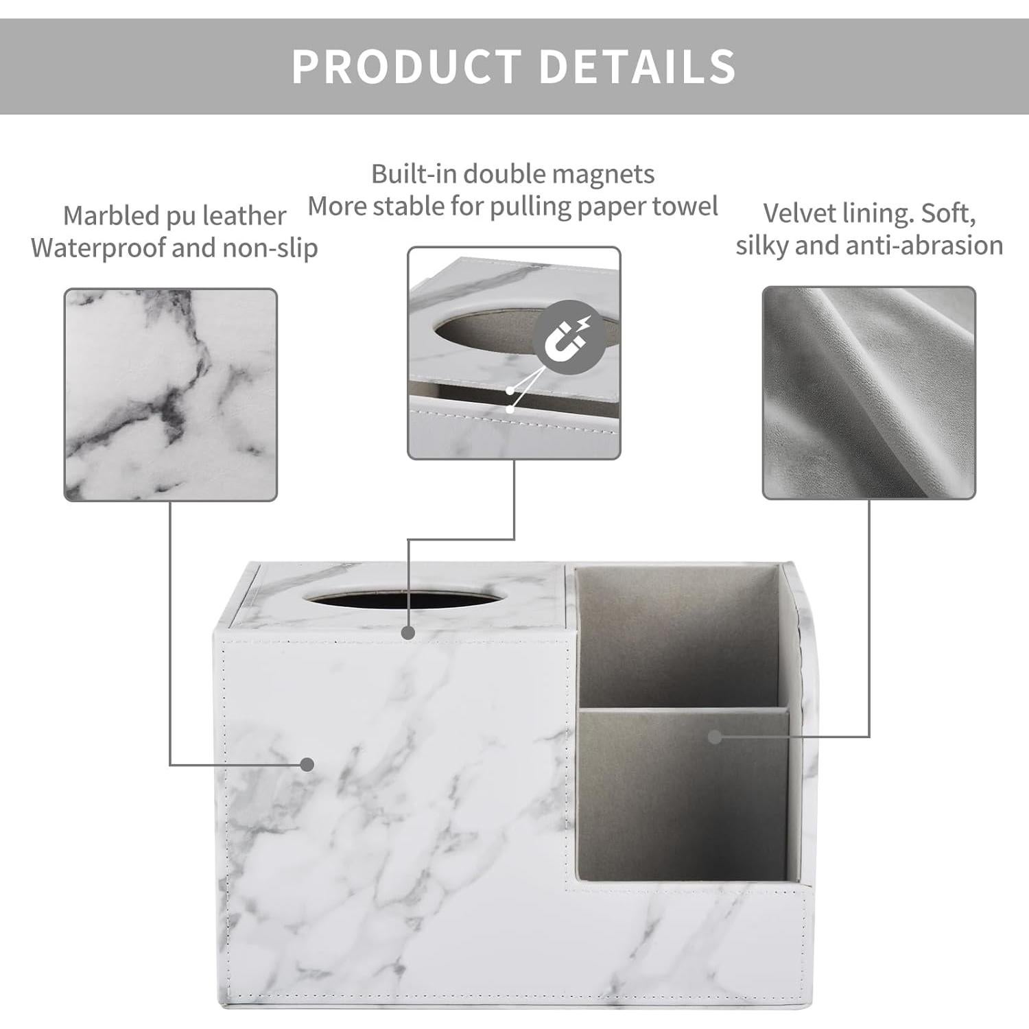 Cubierta de Caja de Tejido XNONE Cuadrada Blanca 22.4x13.5x14.5cm