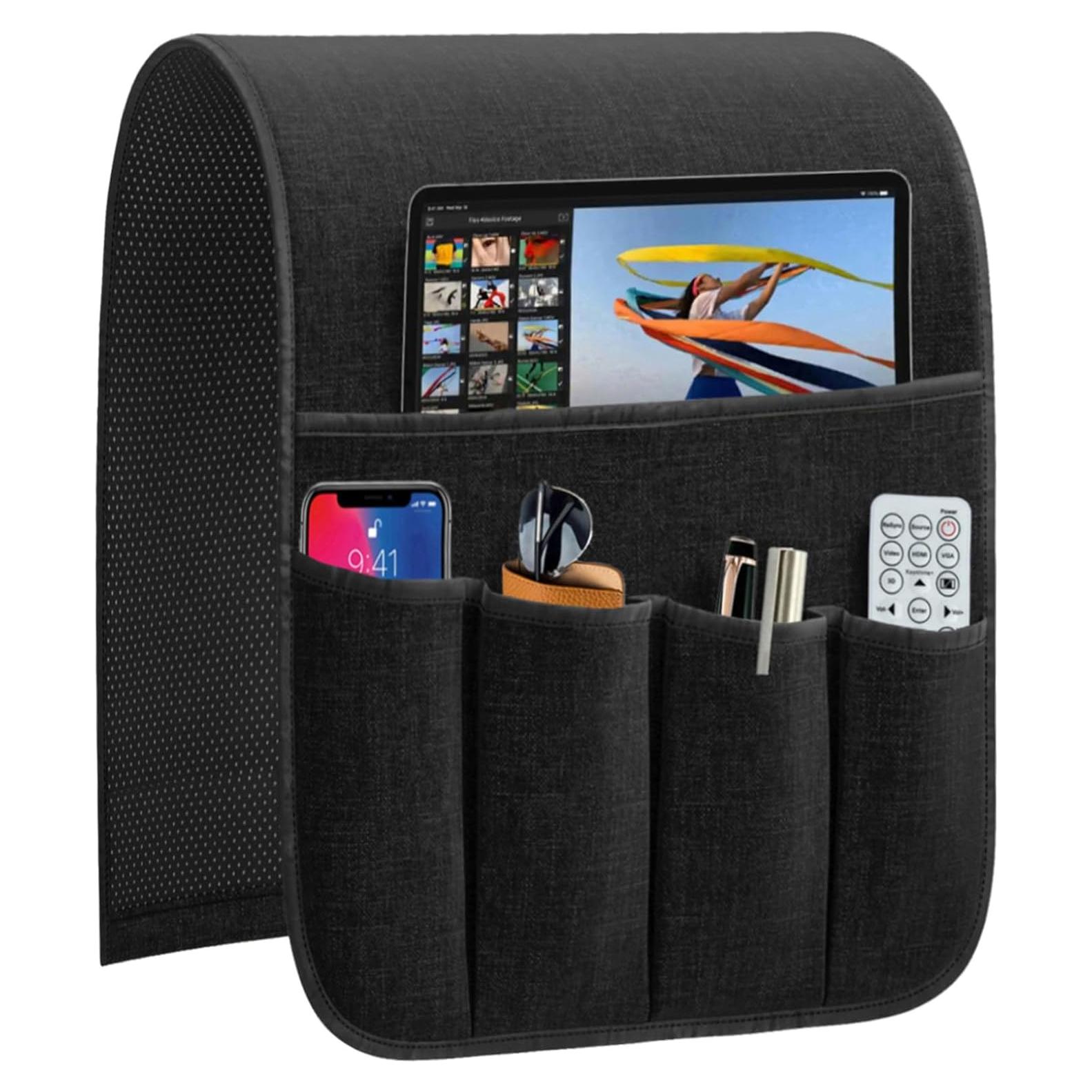 Organizador de Reposabrazos QingLemon 33cm Negro 5 Bolsillos