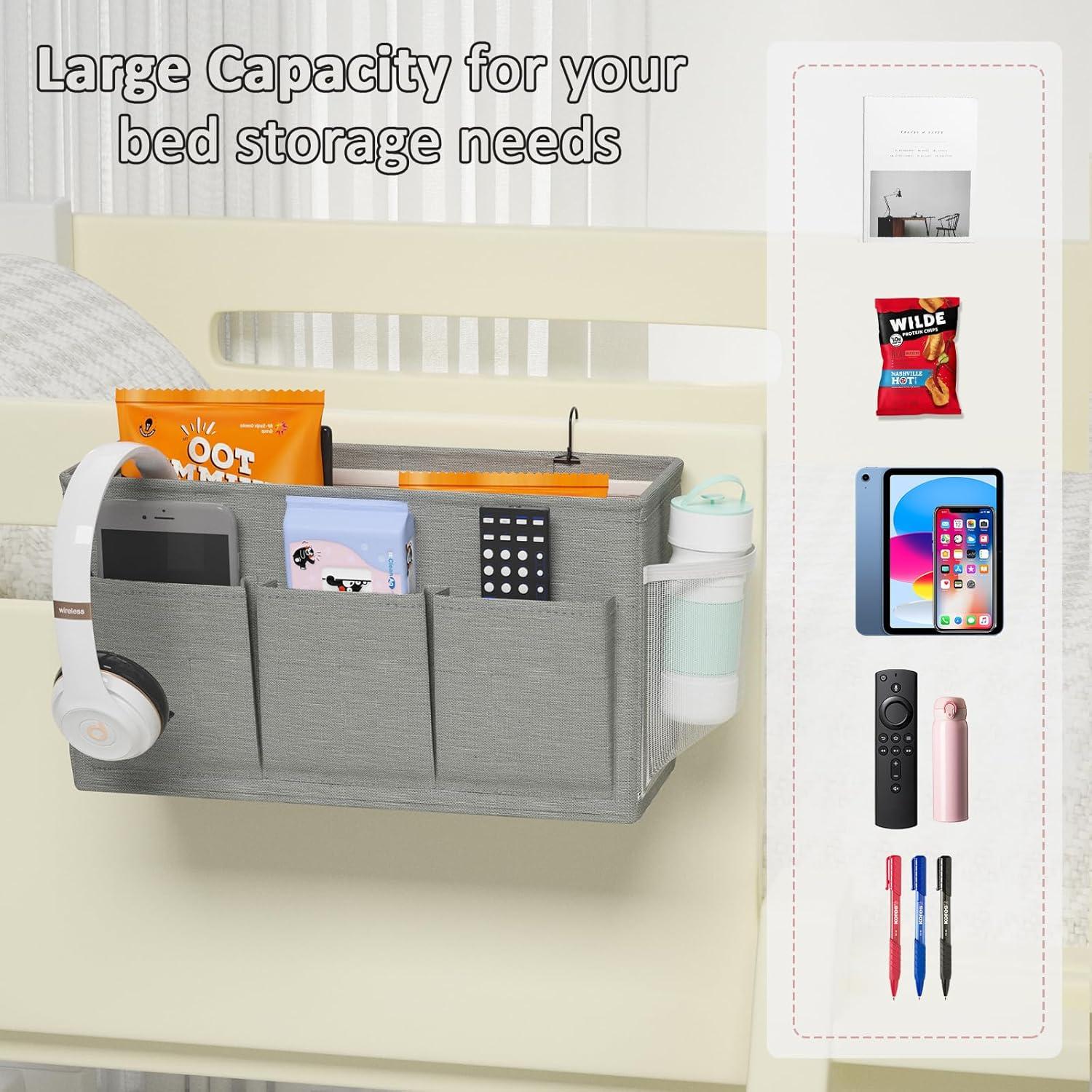 Caddy de Cama Edudif Gris Organizador 9kg 6 Bolsillos