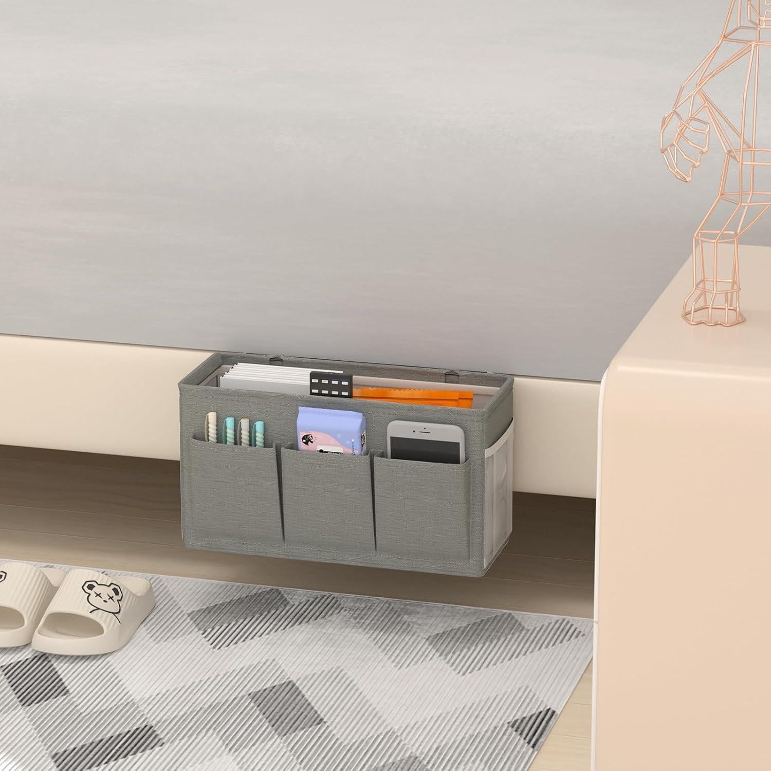 Caddy de Cama Edudif Gris Organizador 9kg 6 Bolsillos