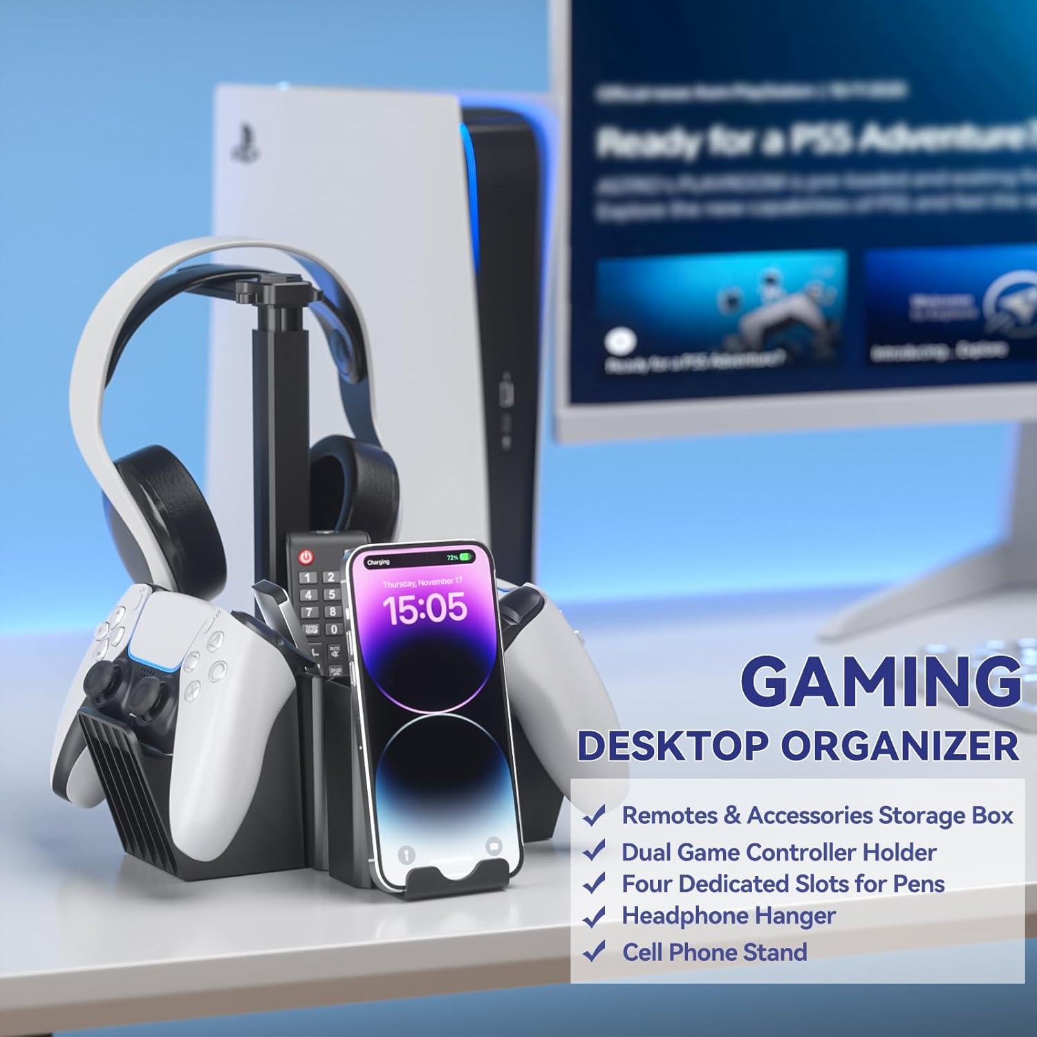 Soporte Doble para Controladores KDD con Organizador de Escritorio