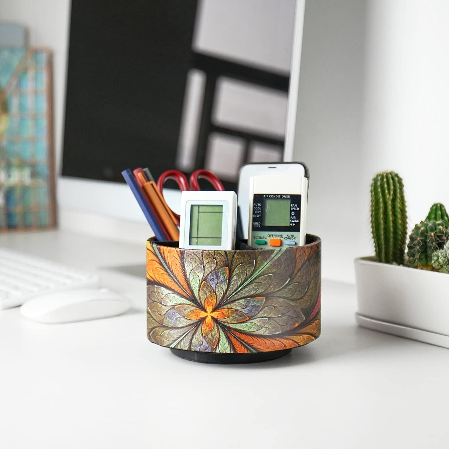 Organizador de Escritorio Redondo LIZIMANDU Floral Naranja 360°