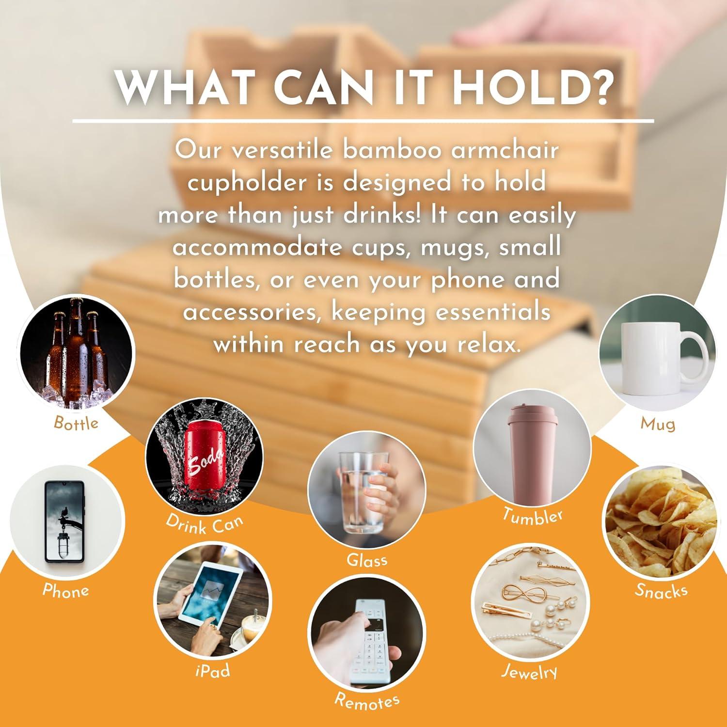 Soporte de Taza para Sillón Callabor - Bandeja Extraíble Bambú