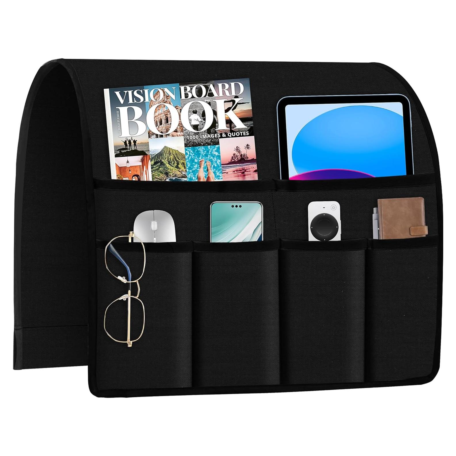 Caddy de Lino Guken Negro para Sillón con 6 Bolsillos