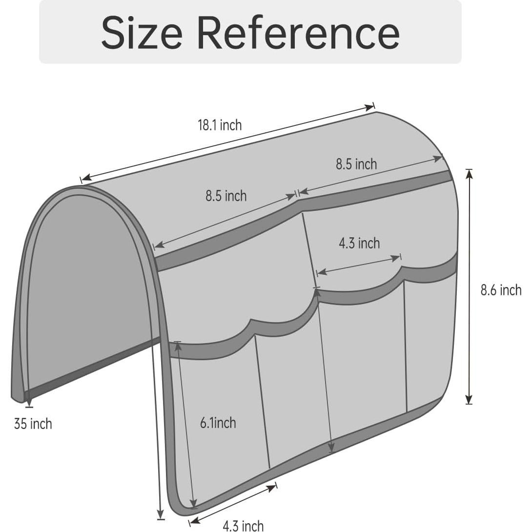 Caddy de Lino Guken Negro para Sillón con 6 Bolsillos