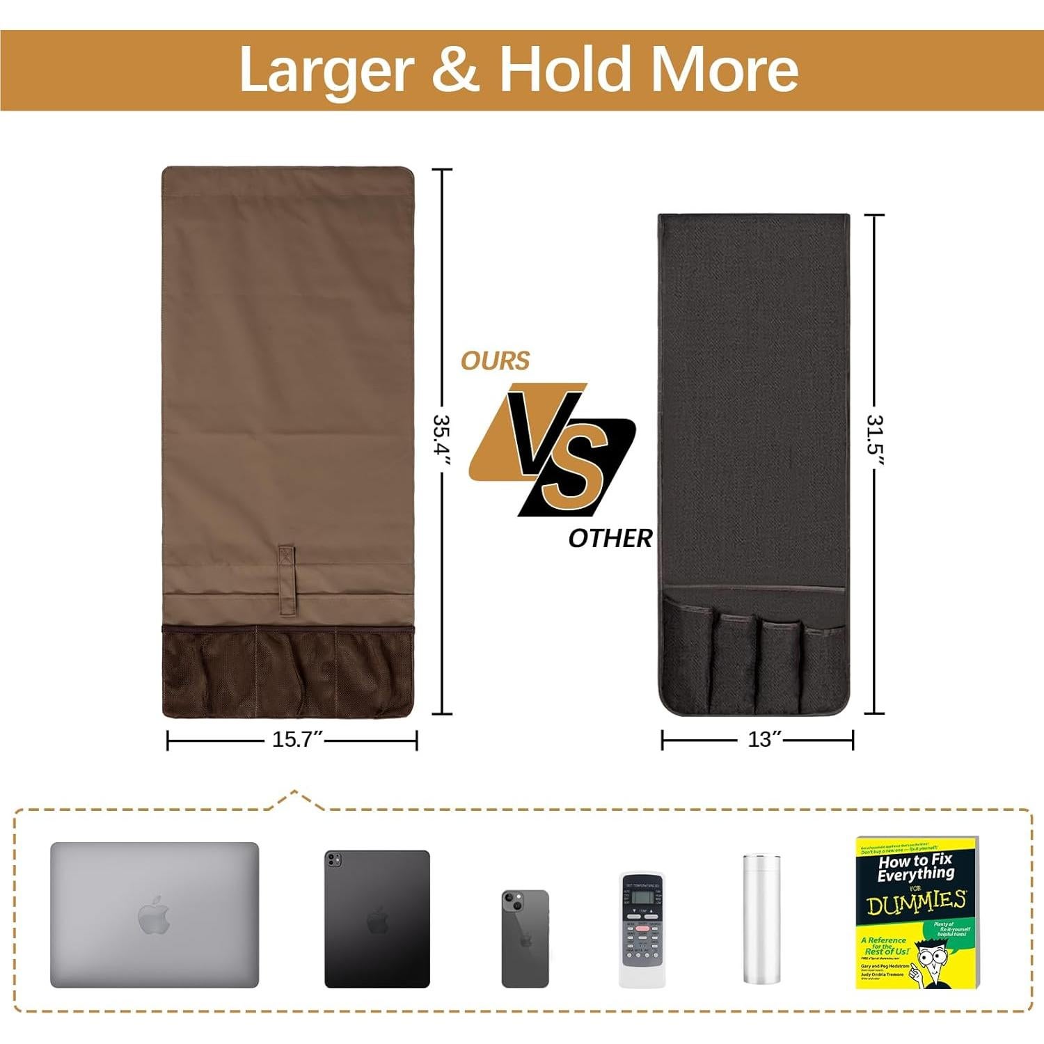 Soporte de Revistas para Sofá WOMACO Marrón 40.64x88.9 cm