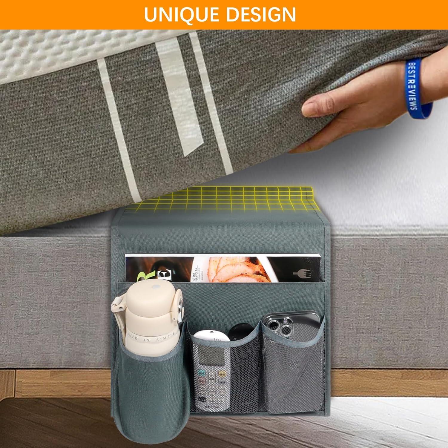 Caddy Lateral de Cama WOMACO Mediano Gris con Soporte