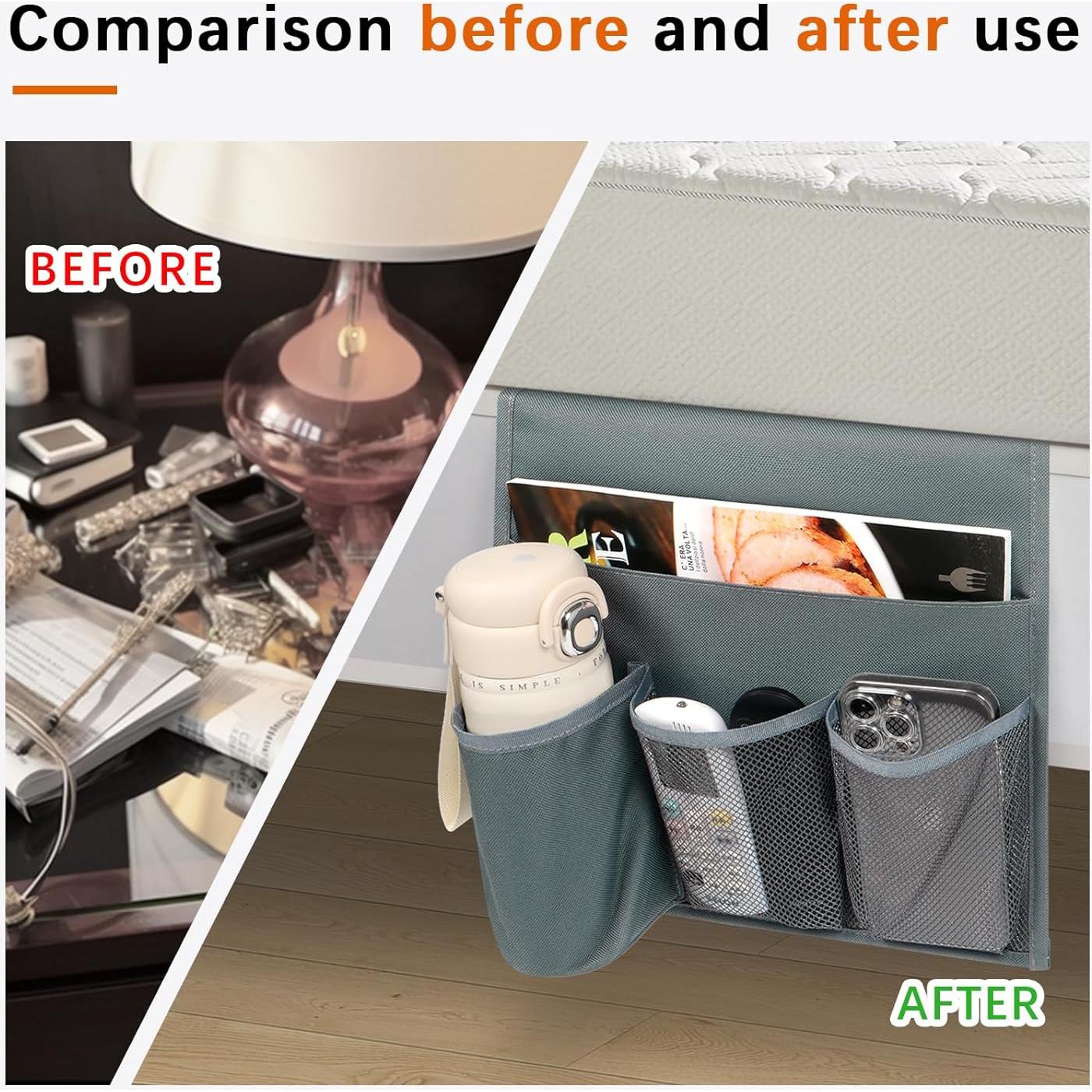 Caddy Lateral de Cama WOMACO Mediano Gris con Soporte